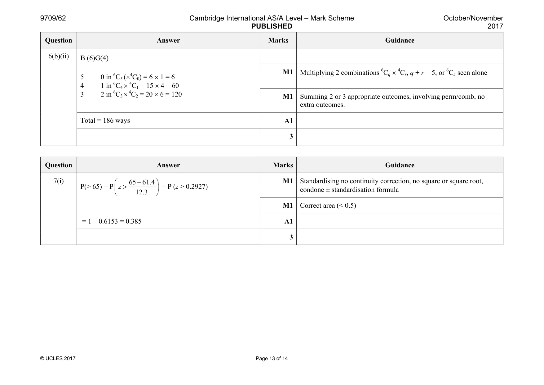 Mark scheme, page 13 of 14