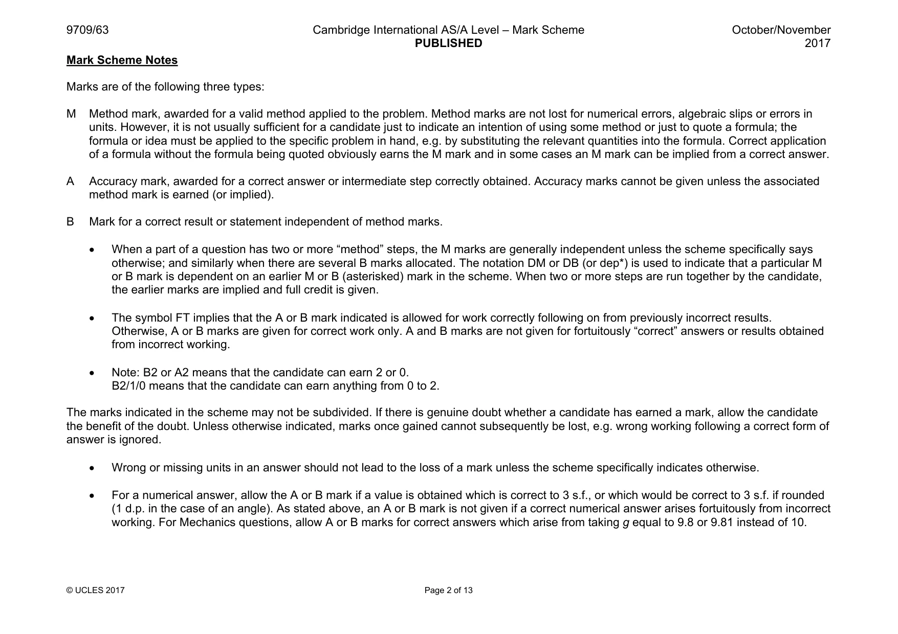 Mark scheme, page 2 of 13