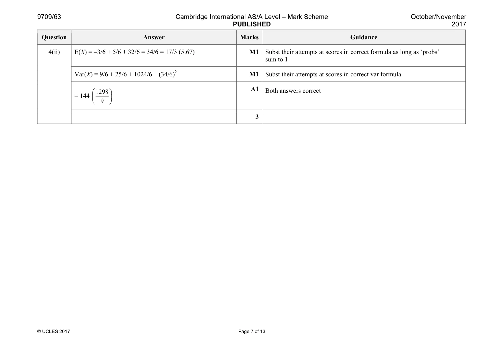 Mark scheme, page 7 of 13