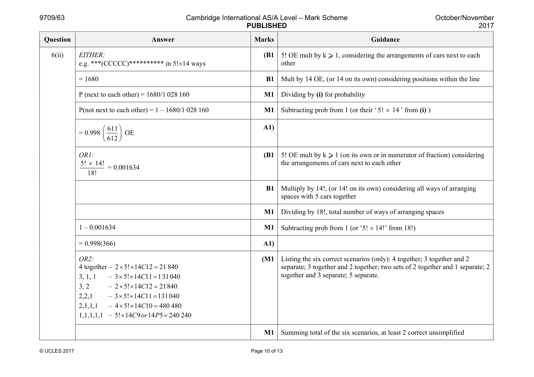 Mark scheme, page 10 of 13