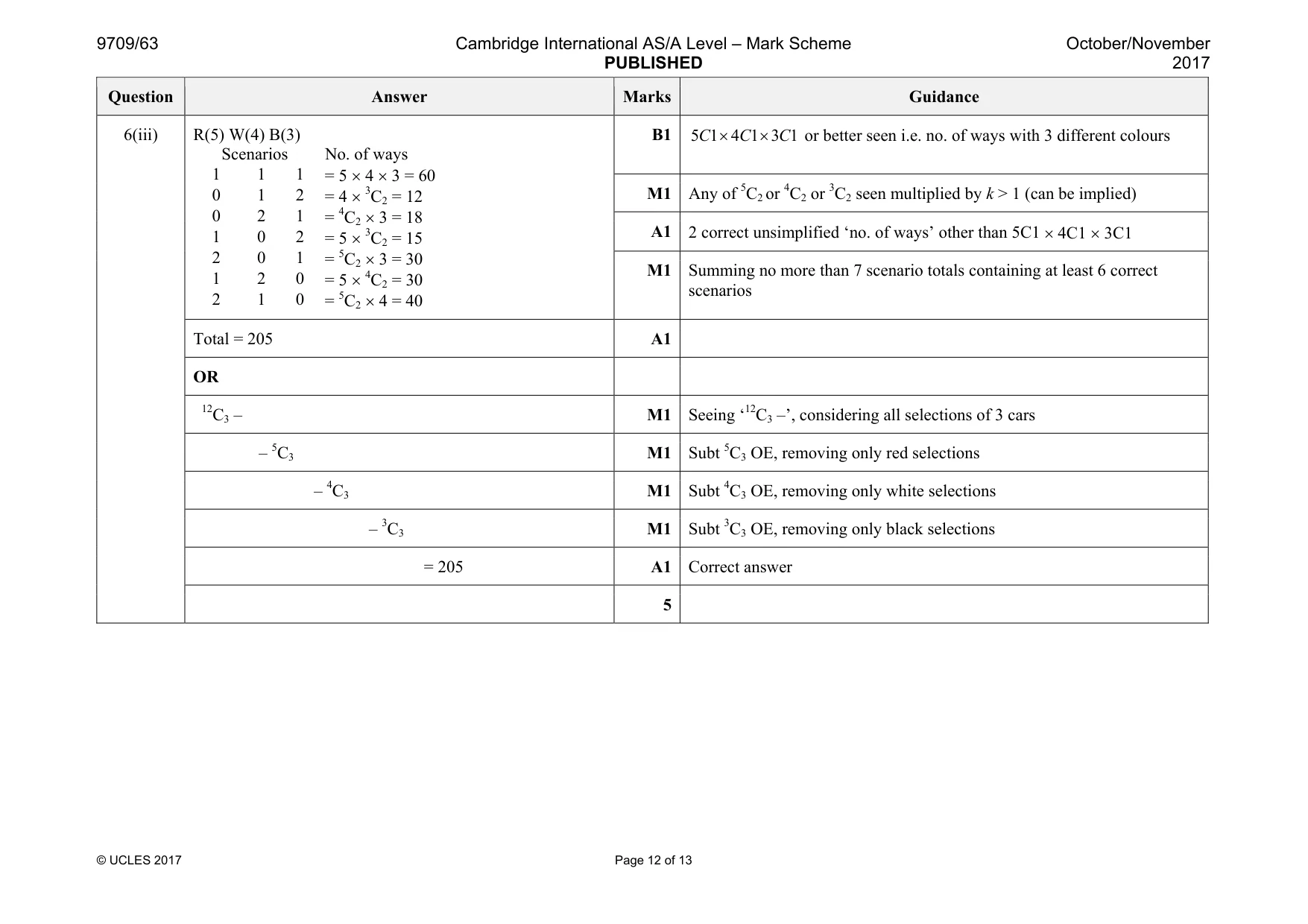Mark scheme, page 12 of 13