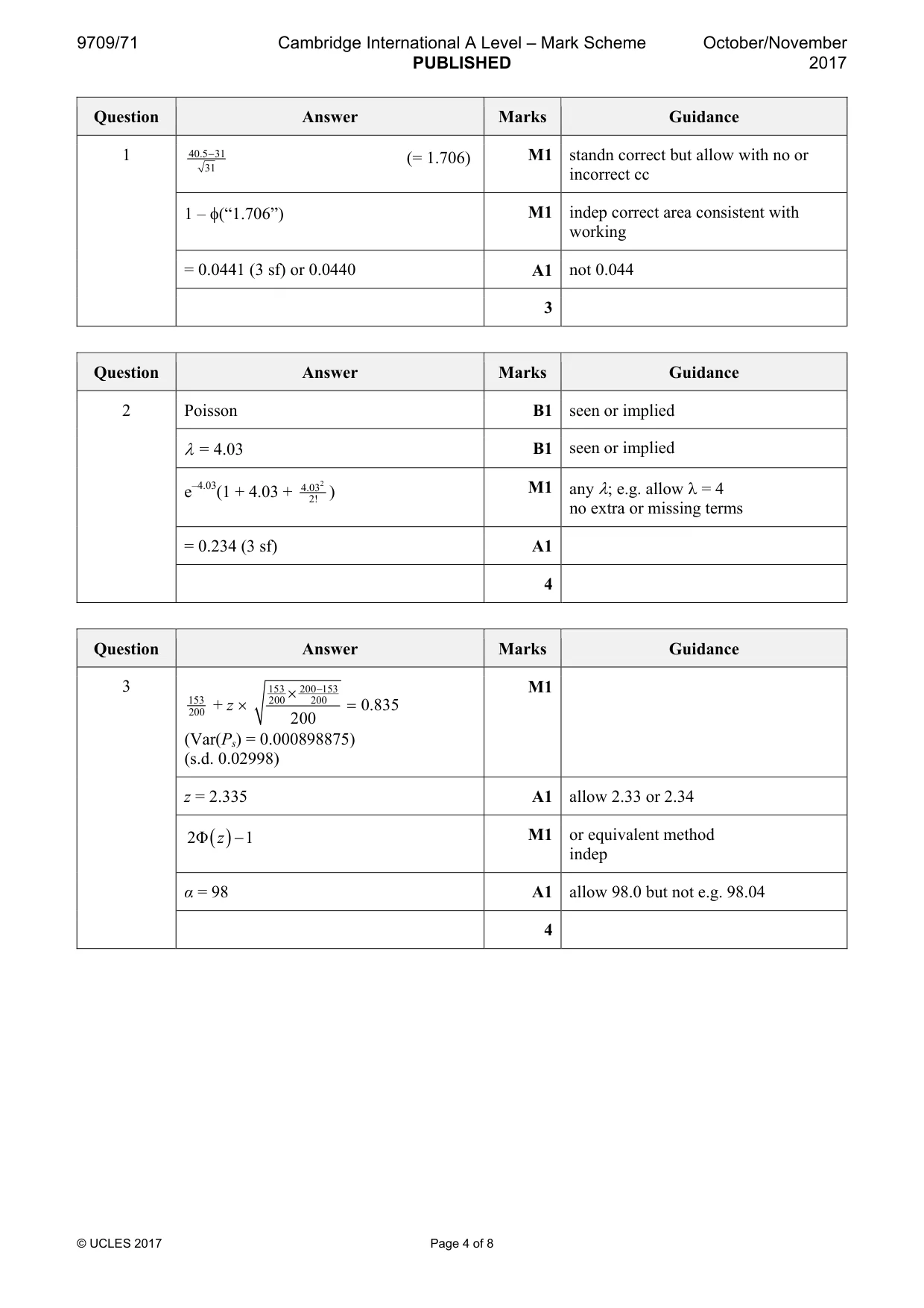 Mark scheme, page 4 of 8