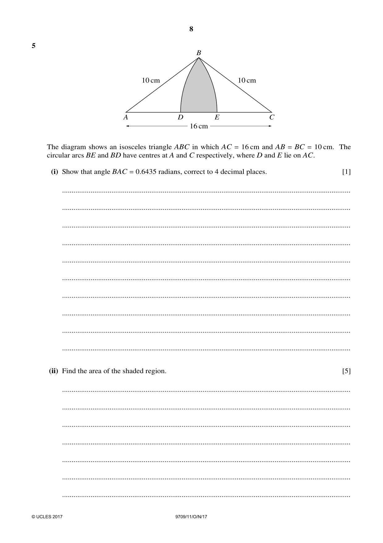 Cambridge A Level Mathematics 9709 2017 Oct/Nov Paper 1 · Variant 1 question paper, page 8 of 20