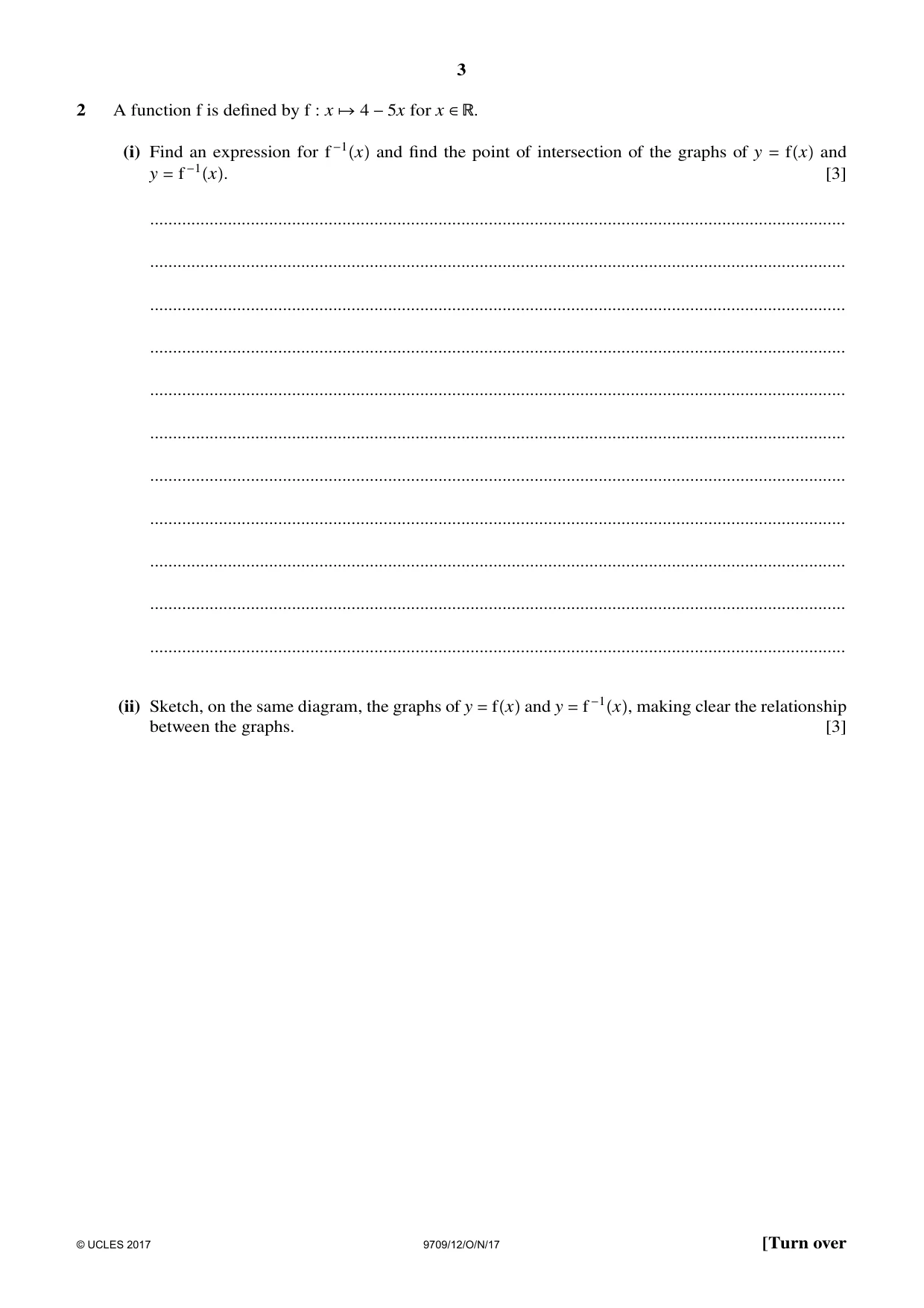 Cambridge A Level Mathematics 9709 2017 Oct/Nov Paper 1 · Variant 2 question paper, page 3 of 20