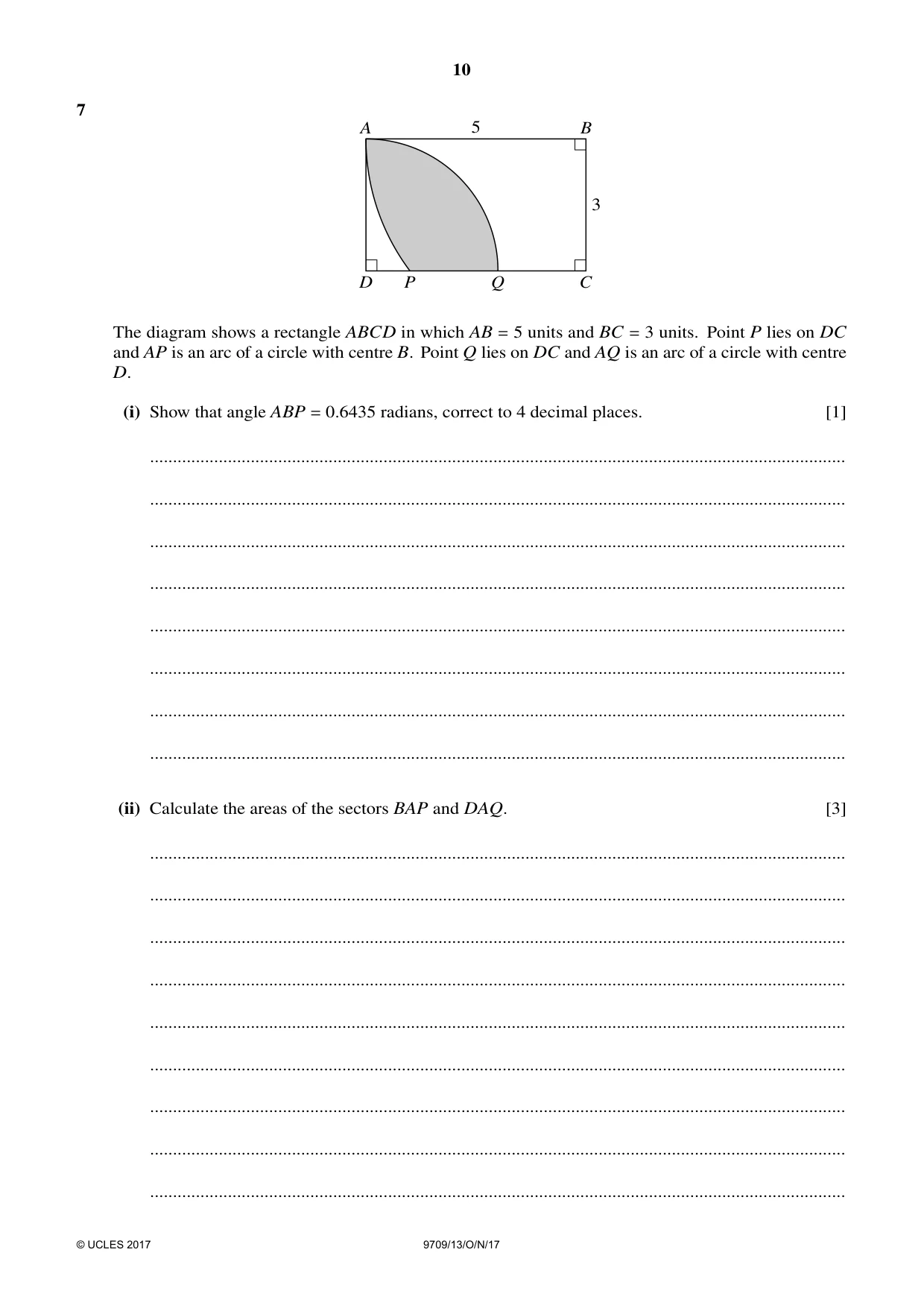 Cambridge A Level Mathematics 9709 2017 Oct/Nov Paper 1 · Variant 3 question paper, page 10 of 20