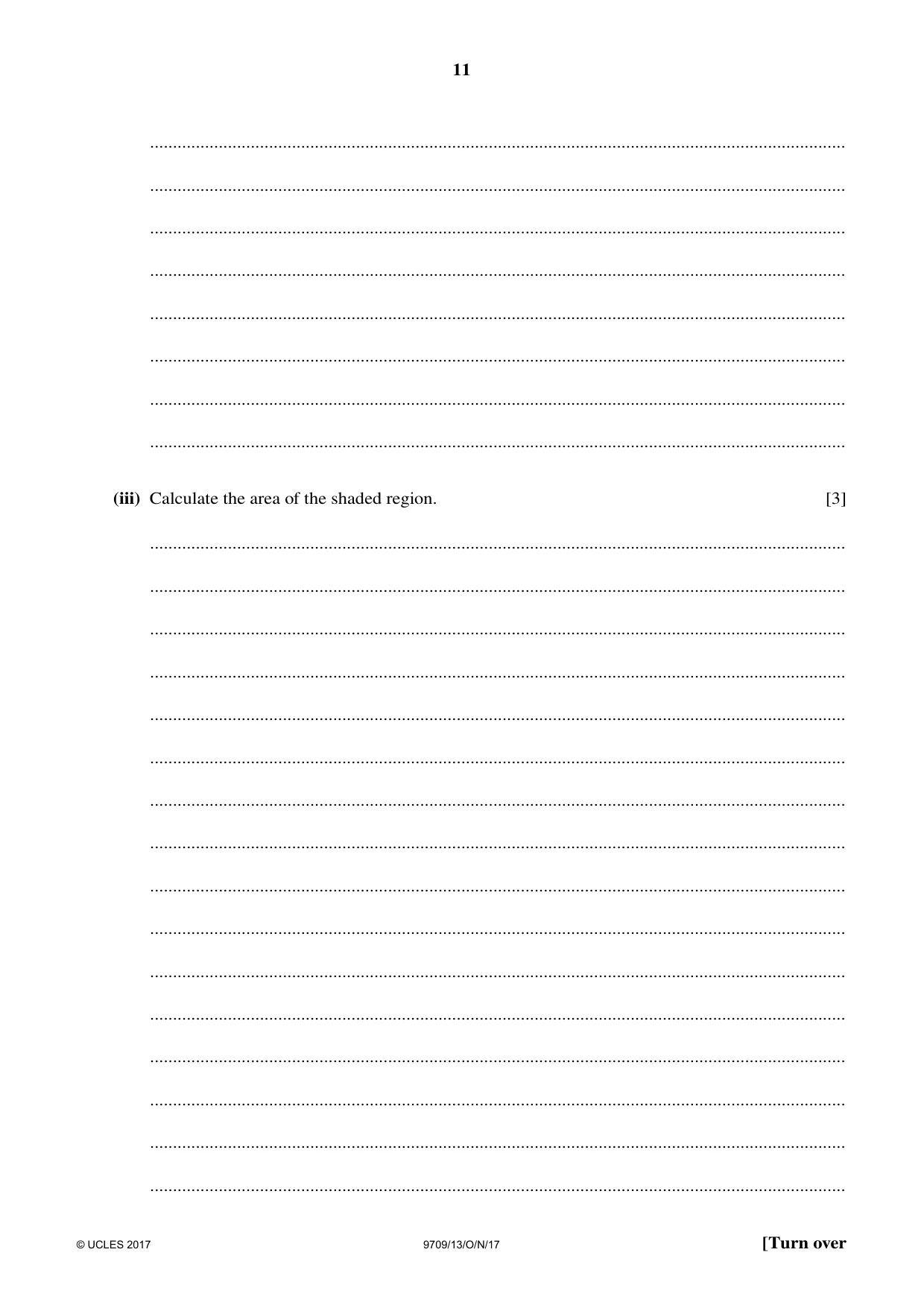Cambridge A Level Mathematics 9709 2017 Oct/Nov Paper 1 · Variant 3 question paper, page 11 of 20