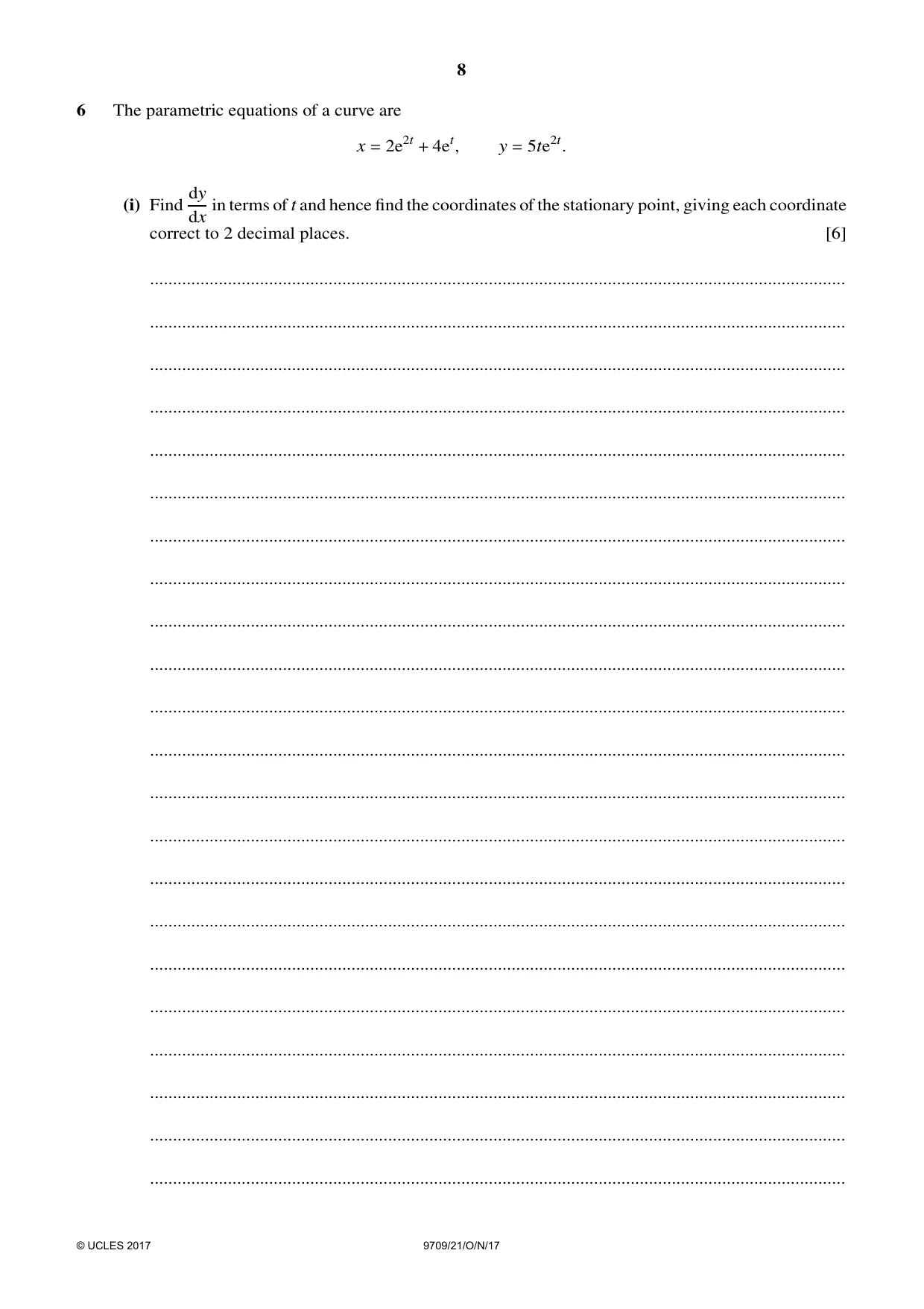 Cambridge A Level Mathematics 9709 2017 Oct/Nov Paper 2 · Variant 1 question paper, page 8 of 12