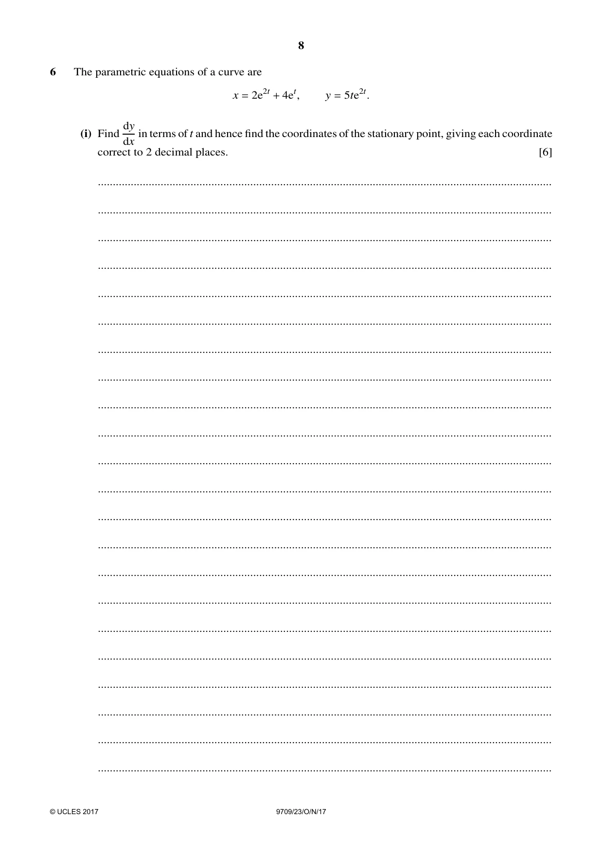 Cambridge A Level Mathematics 9709 2017 Oct/Nov Paper 2 · Variant 3 question paper, page 8 of 12