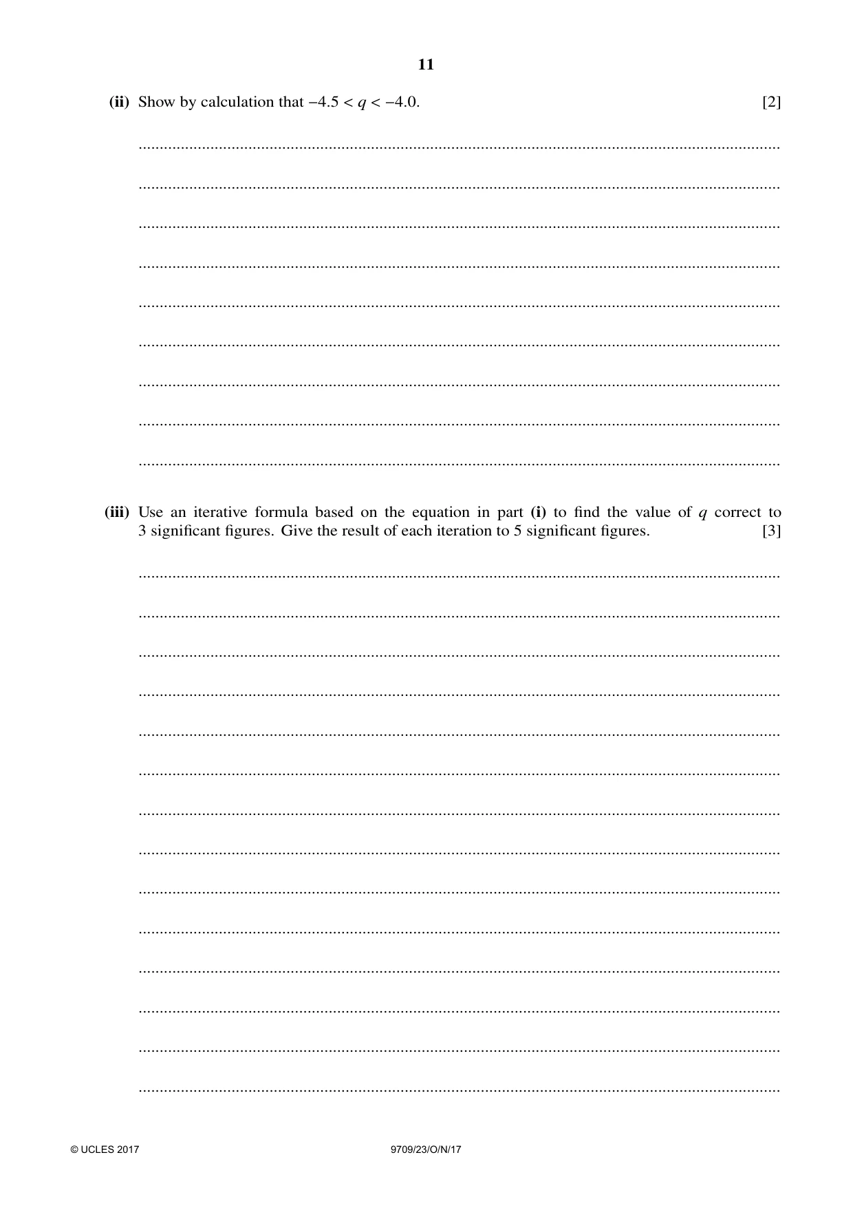 Cambridge A Level Mathematics 9709 2017 Oct/Nov Paper 2 · Variant 3 question paper, page 11 of 12