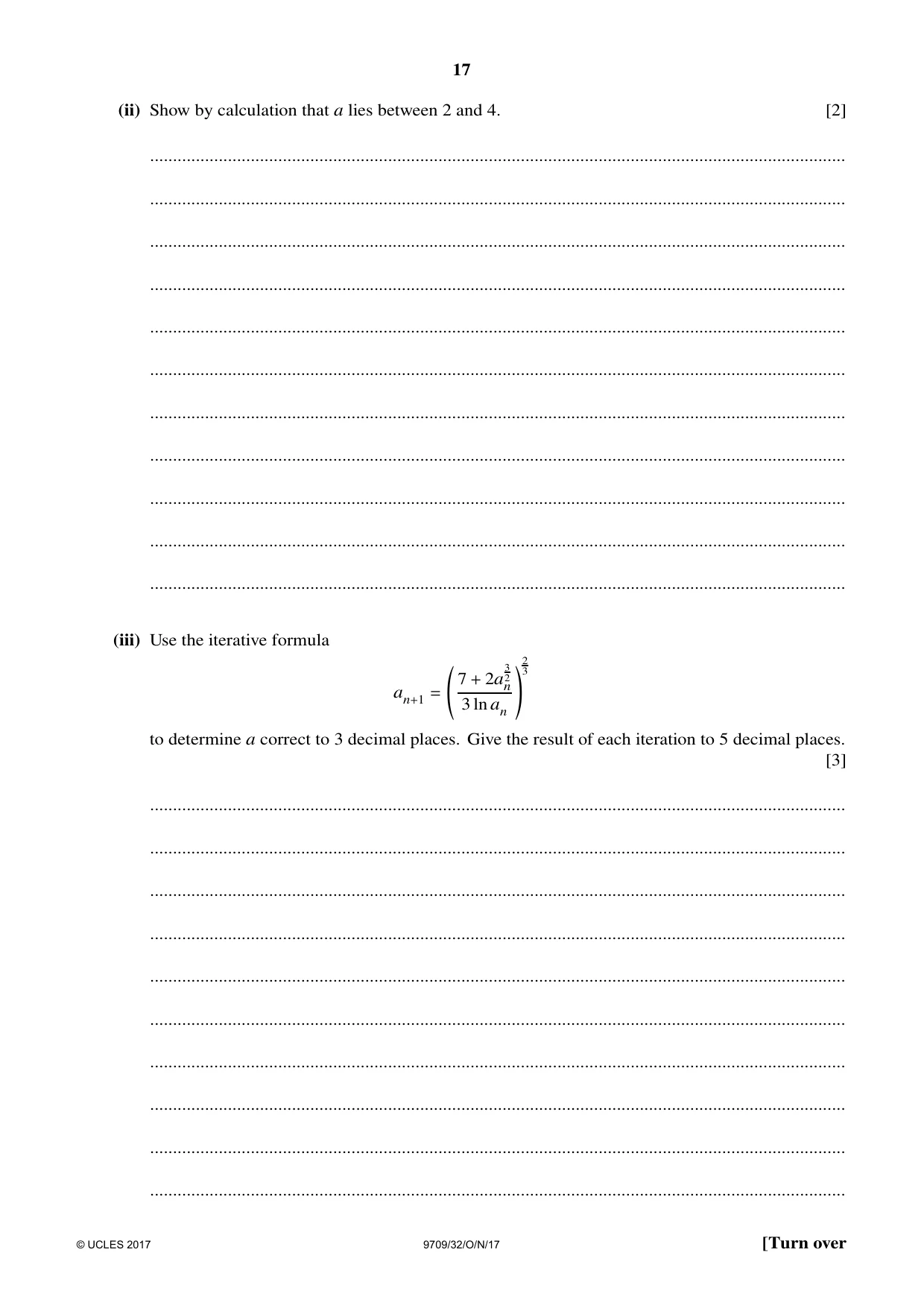 Cambridge A Level Mathematics 9709 2017 Oct/Nov Paper 3 · Variant 2 question paper, page 17 of 20