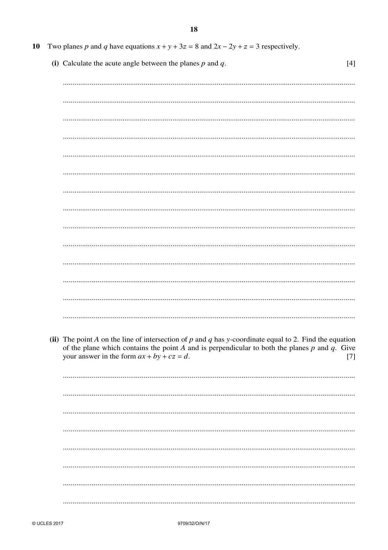 Cambridge A Level Mathematics 9709 2017 Oct/Nov Paper 3 · Variant 2 question paper, page 18 of 20