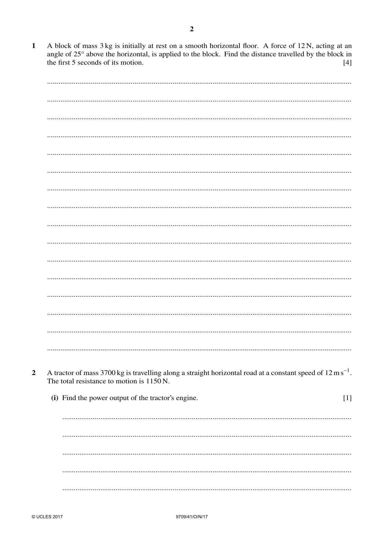 Cambridge A Level Mathematics 9709 2017 Oct/Nov Paper 4 · Variant 1 question paper, page 2 of 12