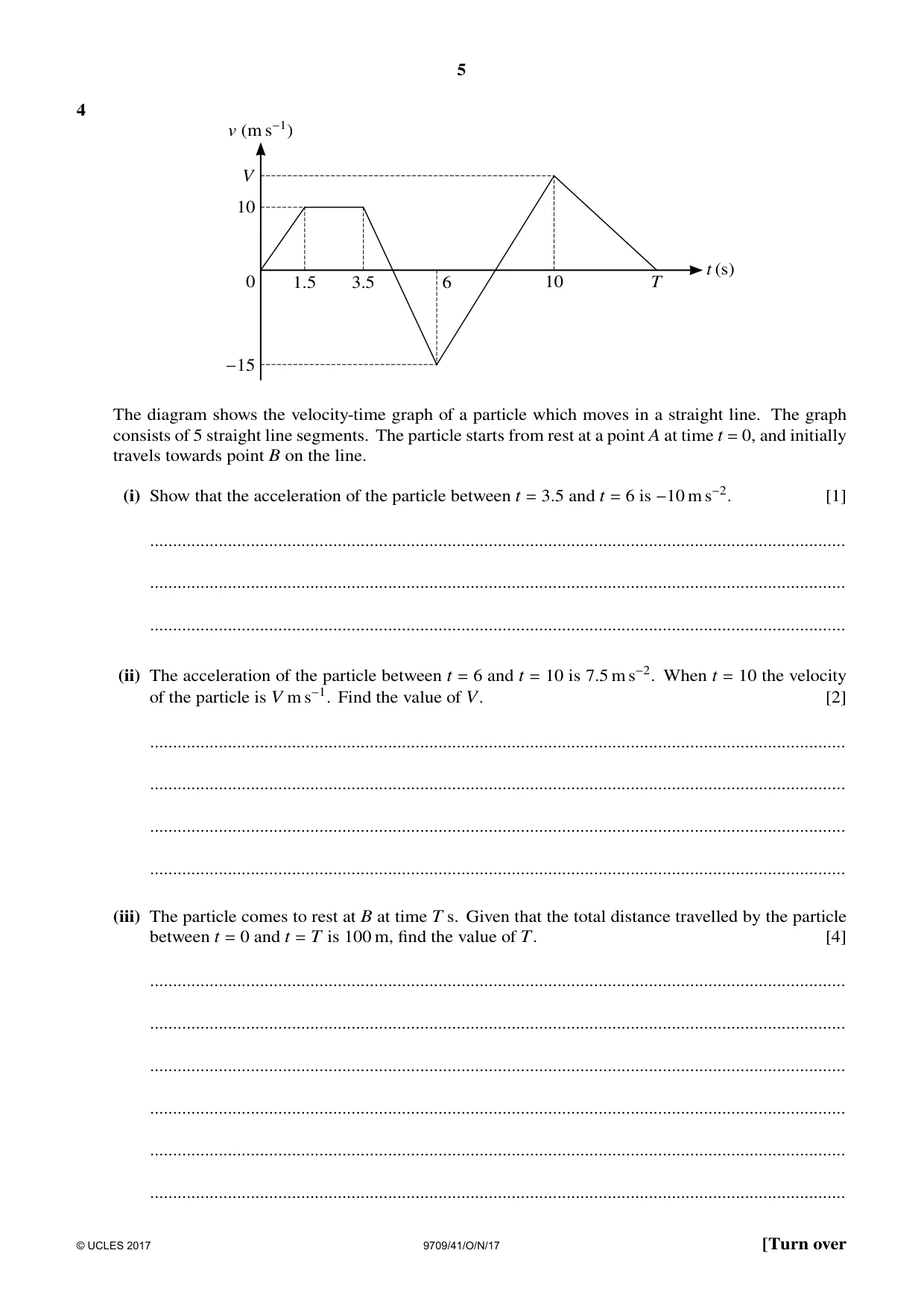 Cambridge A Level Mathematics 9709 2017 Oct/Nov Paper 4 · Variant 1 question paper, page 5 of 12
