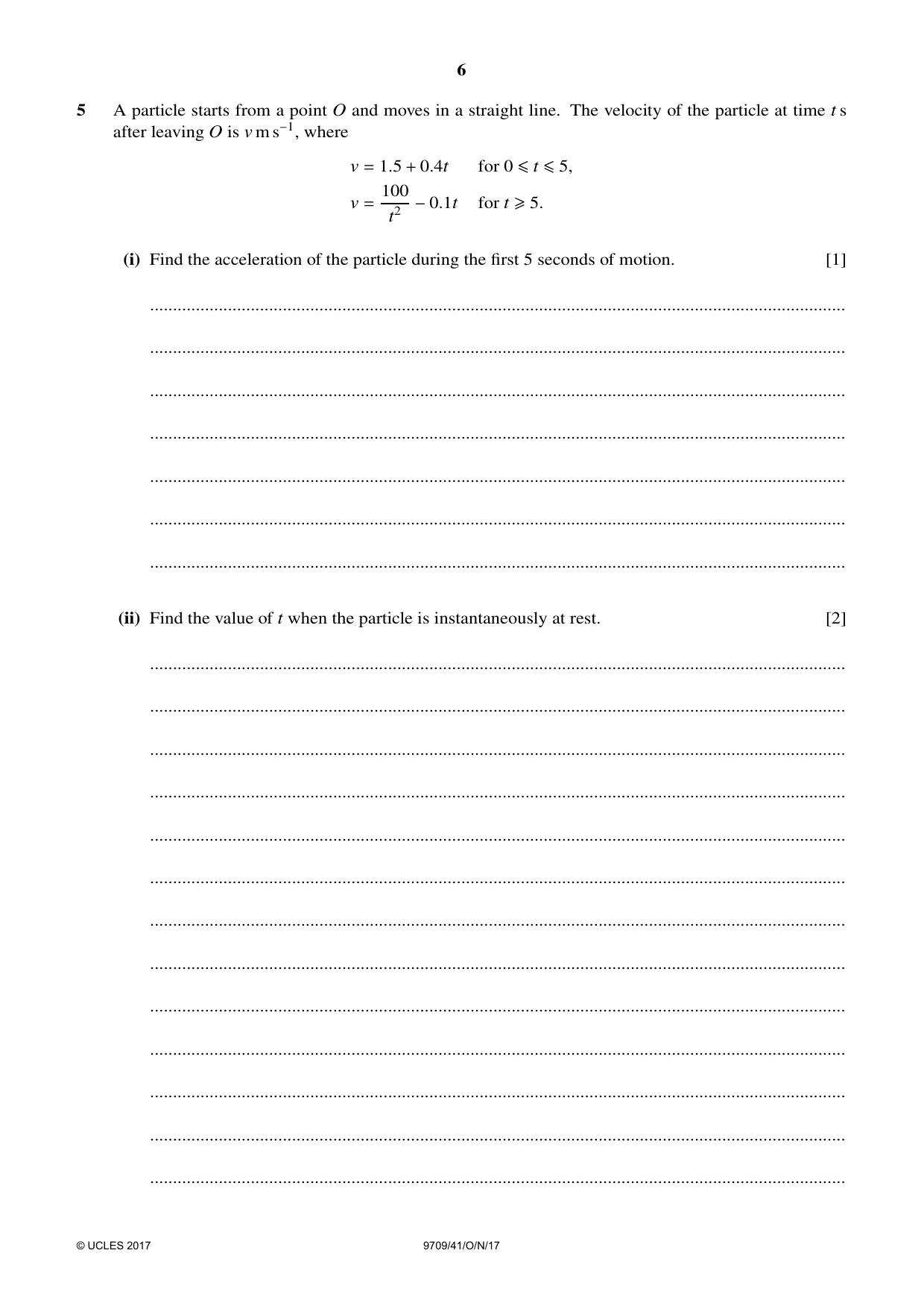 Cambridge A Level Mathematics 9709 2017 Oct/Nov Paper 4 · Variant 1 question paper, page 6 of 12