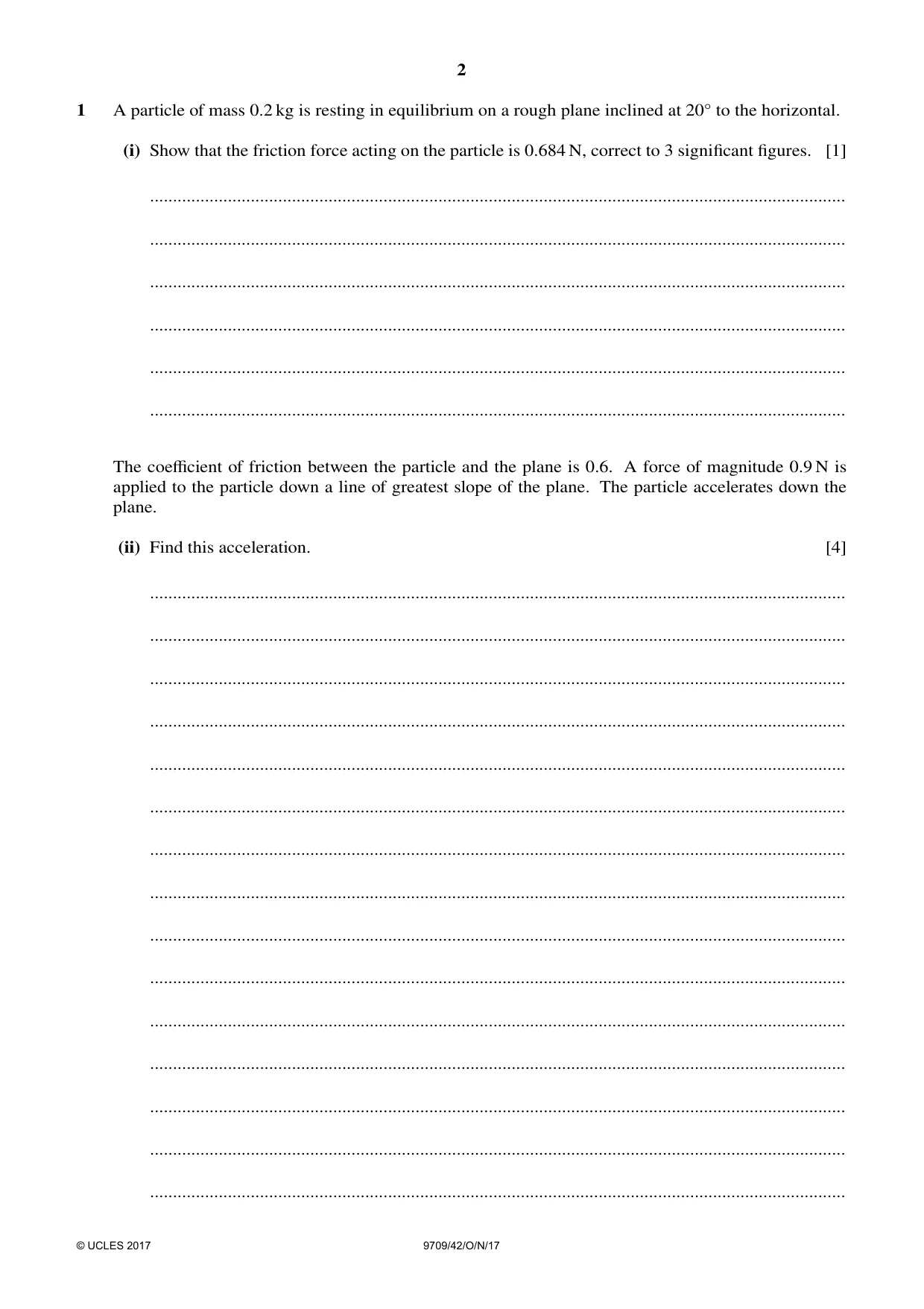 Cambridge A Level Mathematics 9709 2017 Oct/Nov Paper 4 · Variant 2 question paper, page 2 of 12