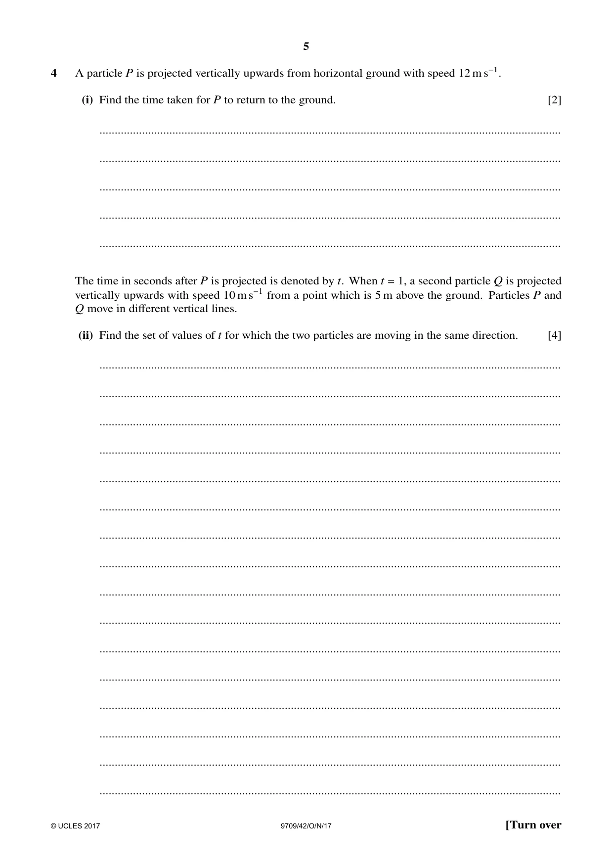 Cambridge A Level Mathematics 9709 2017 Oct/Nov Paper 4 · Variant 2 question paper, page 5 of 12
