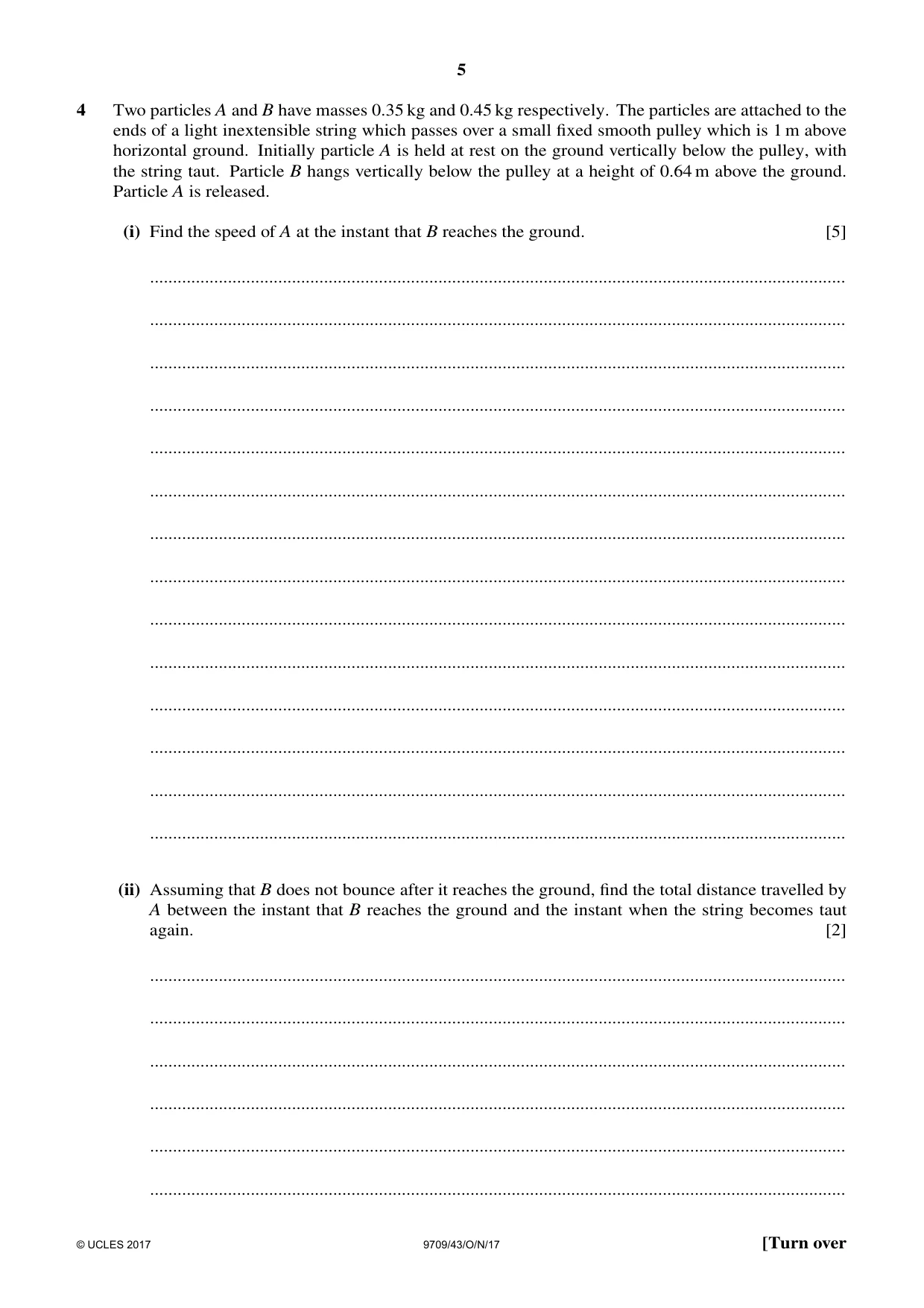 Cambridge A Level Mathematics 9709 2017 Oct/Nov Paper 4 · Variant 3 question paper, page 5 of 12
