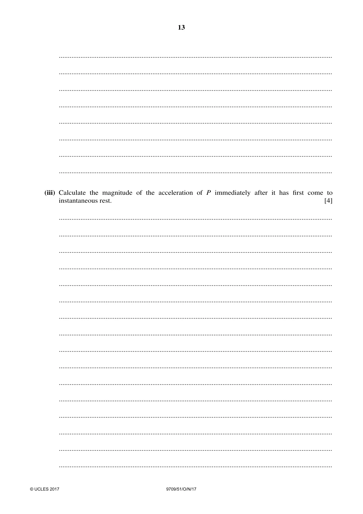 Cambridge A Level Mathematics 9709 2017 Oct/Nov Paper 5 · Variant 1 question paper, page 13 of 16