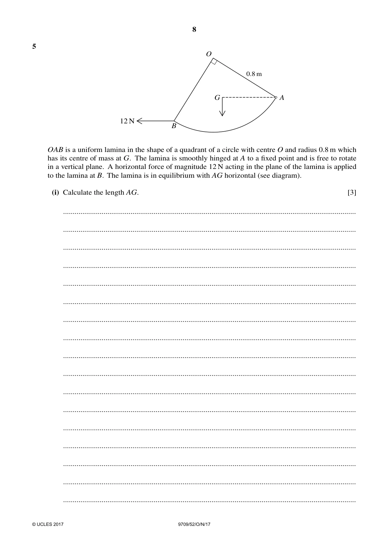Cambridge A Level Mathematics 9709 2017 Oct/Nov Paper 5 · Variant 2 question paper, page 8 of 16