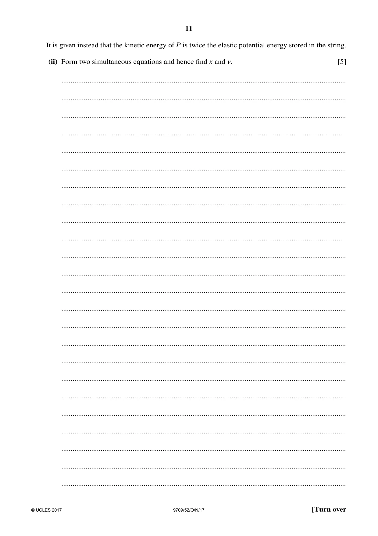 Cambridge A Level Mathematics 9709 2017 Oct/Nov Paper 5 · Variant 2 question paper, page 11 of 16