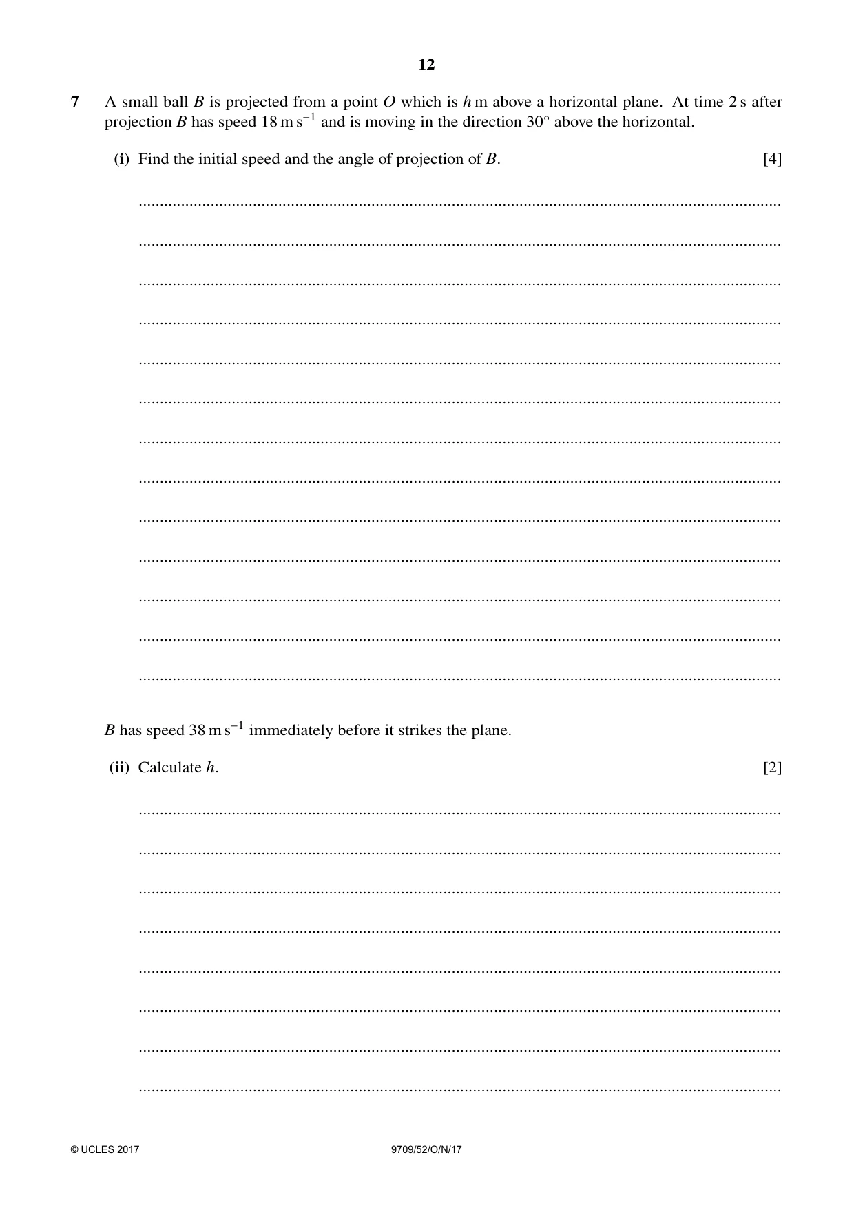 Cambridge A Level Mathematics 9709 2017 Oct/Nov Paper 5 · Variant 2 question paper, page 12 of 16