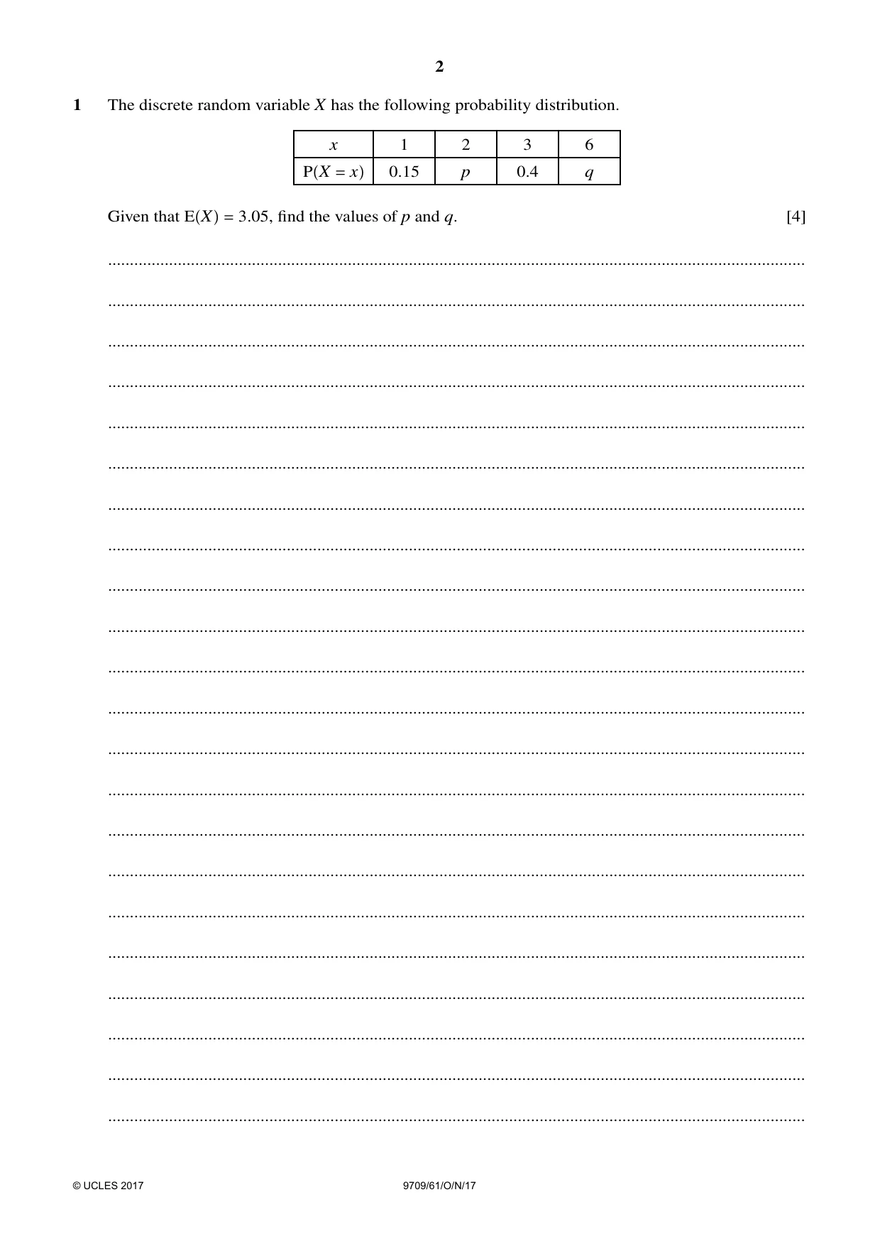 Cambridge A Level Mathematics 9709 2017 Oct/Nov Paper 6 · Variant 1 question paper, page 2 of 12