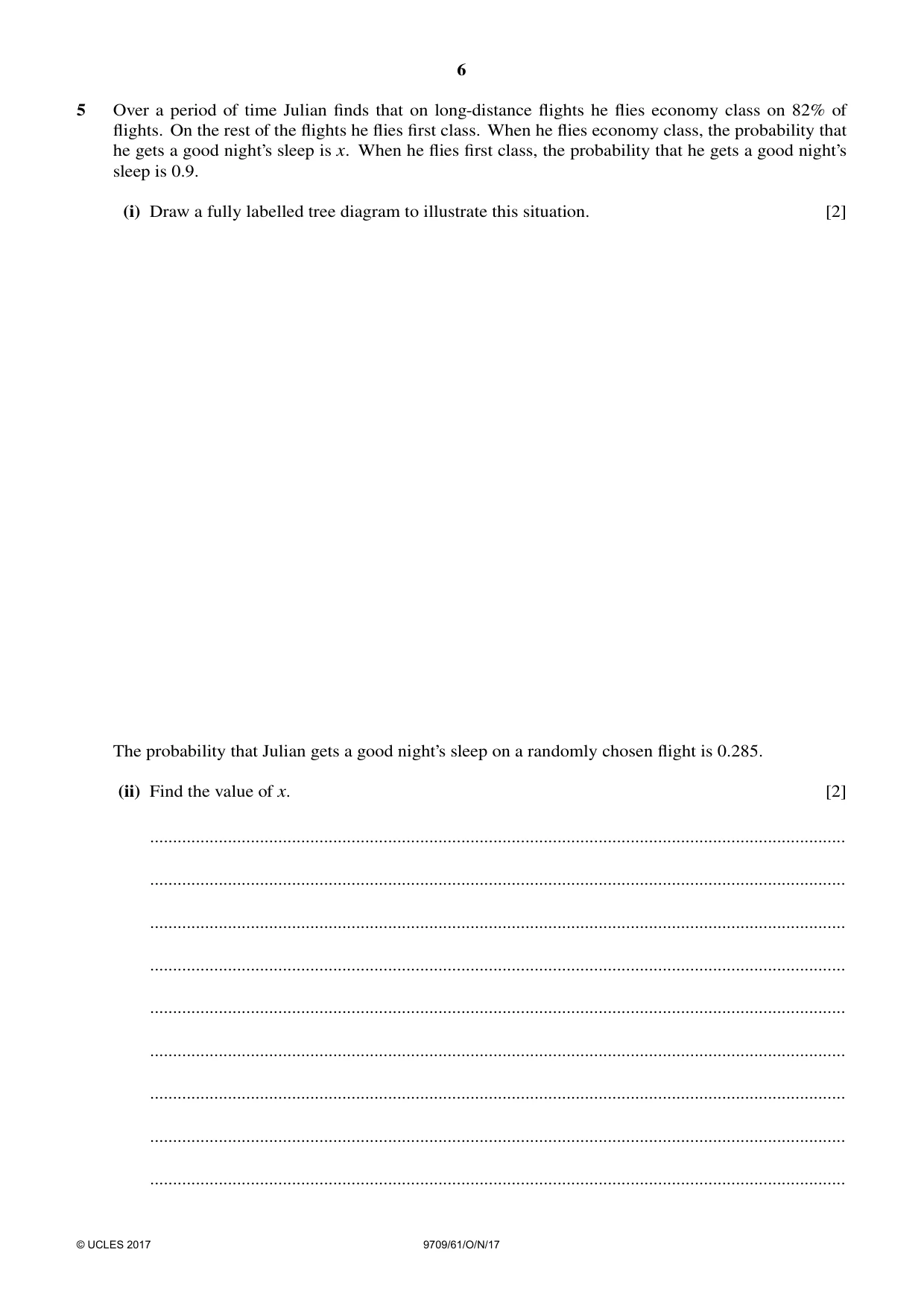 Cambridge A Level Mathematics 9709 2017 Oct/Nov Paper 6 · Variant 1 question paper, page 6 of 12