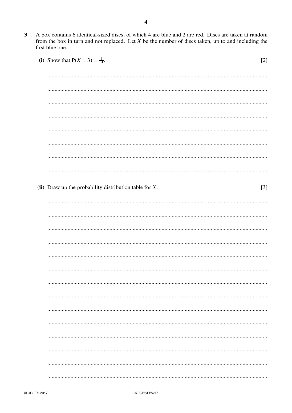 Cambridge A Level Mathematics 9709 2017 Oct/Nov Paper 6 · Variant 2 question paper, page 4 of 12