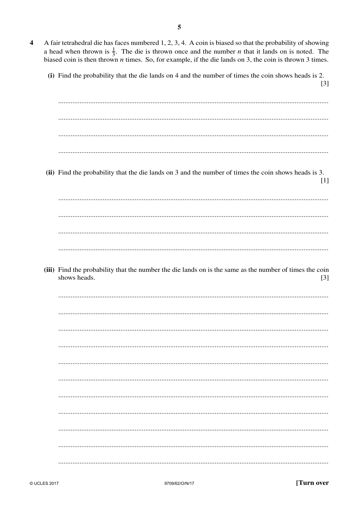 Cambridge A Level Mathematics 9709 2017 Oct/Nov Paper 6 · Variant 2 question paper, page 5 of 12