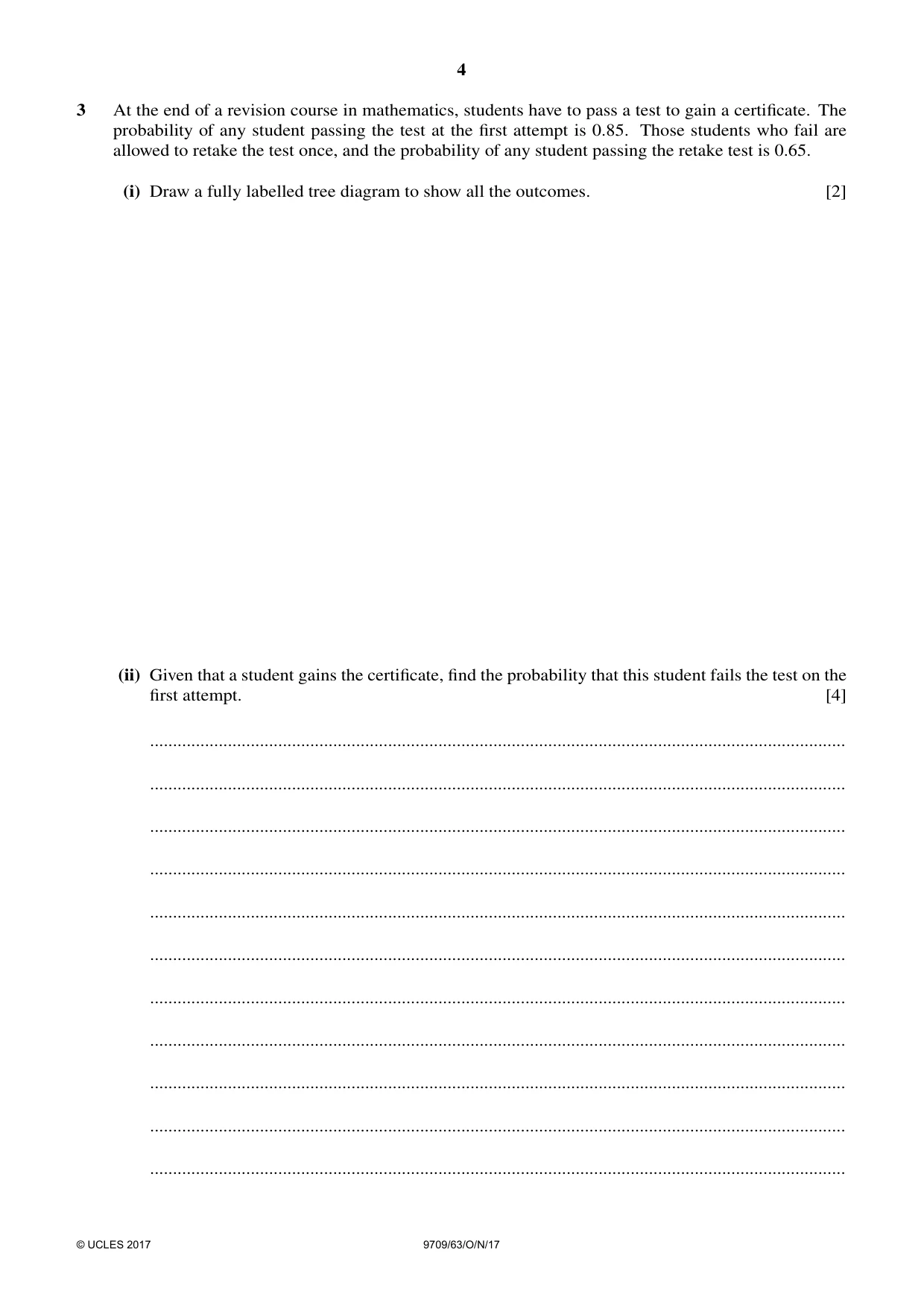 Cambridge A Level Mathematics 9709 2017 Oct/Nov Paper 6 · Variant 3 question paper, page 4 of 12
