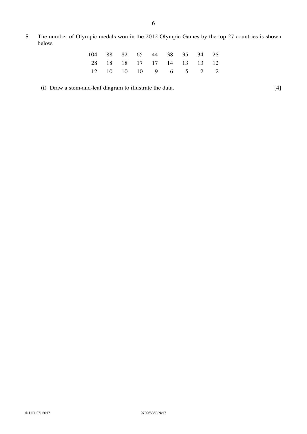 Cambridge A Level Mathematics 9709 2017 Oct/Nov Paper 6 · Variant 3 question paper, page 6 of 12