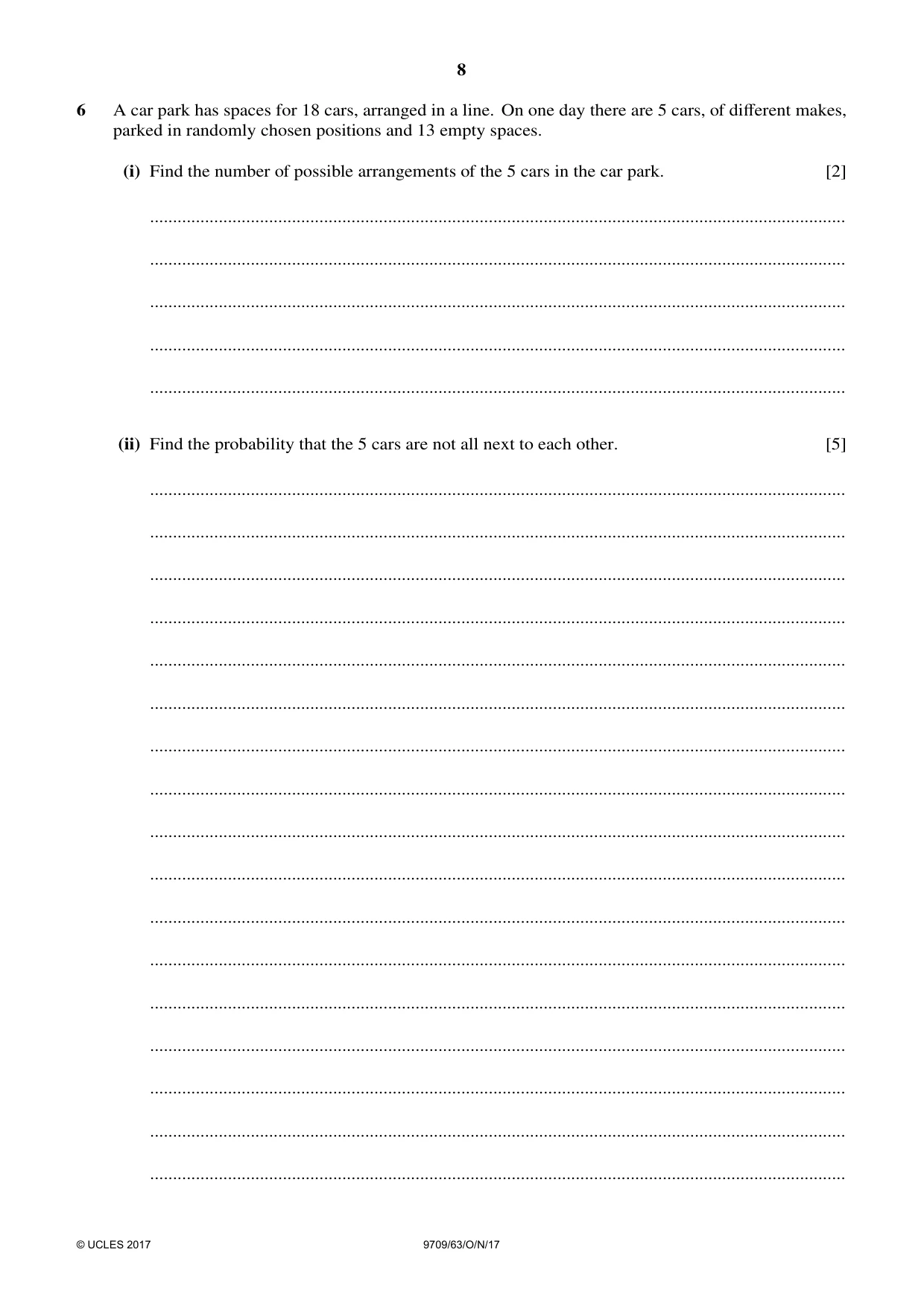 Cambridge A Level Mathematics 9709 2017 Oct/Nov Paper 6 · Variant 3 question paper, page 8 of 12