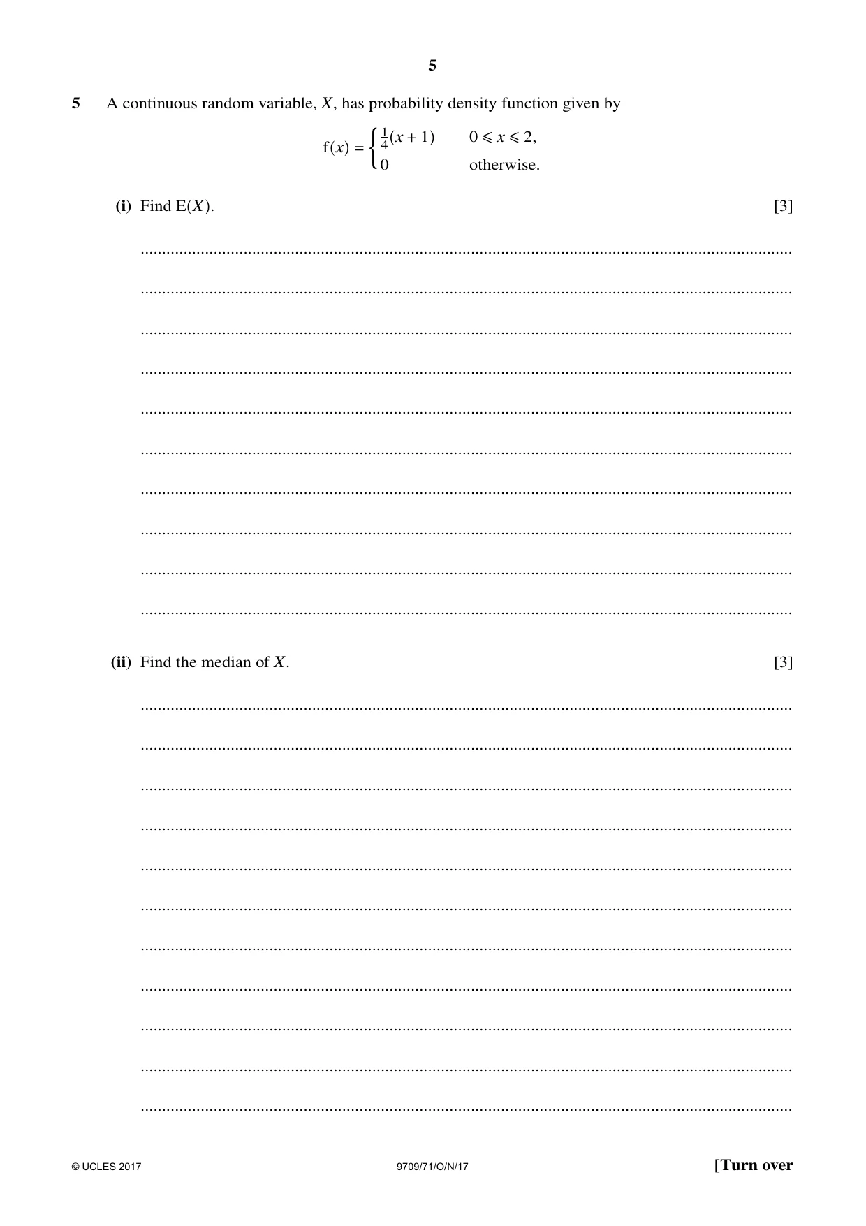 Cambridge A Level Mathematics 9709 2017 Oct/Nov Paper 7 · Variant 1 question paper, page 5 of 12