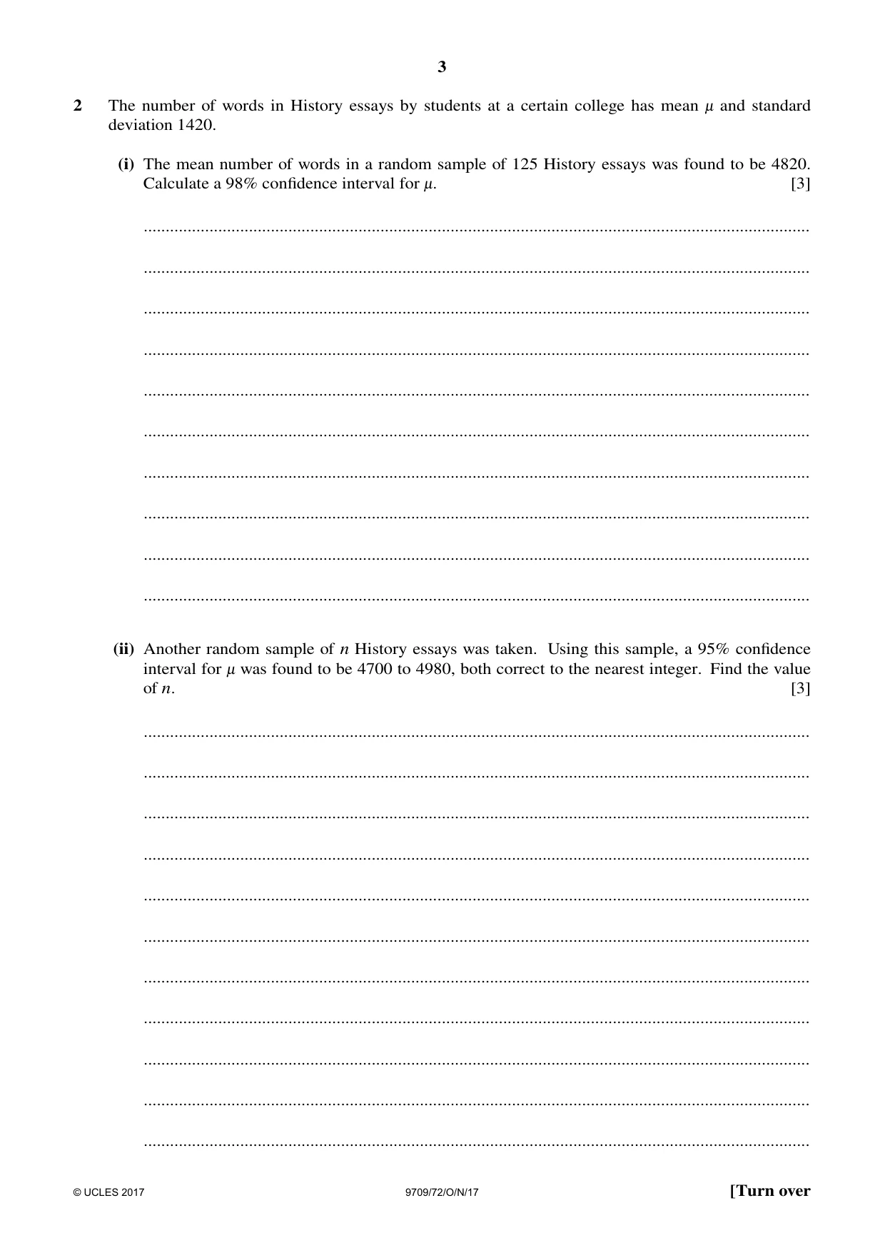 Cambridge A Level Mathematics 9709 2017 Oct/Nov Paper 7 · Variant 2 question paper, page 3 of 12