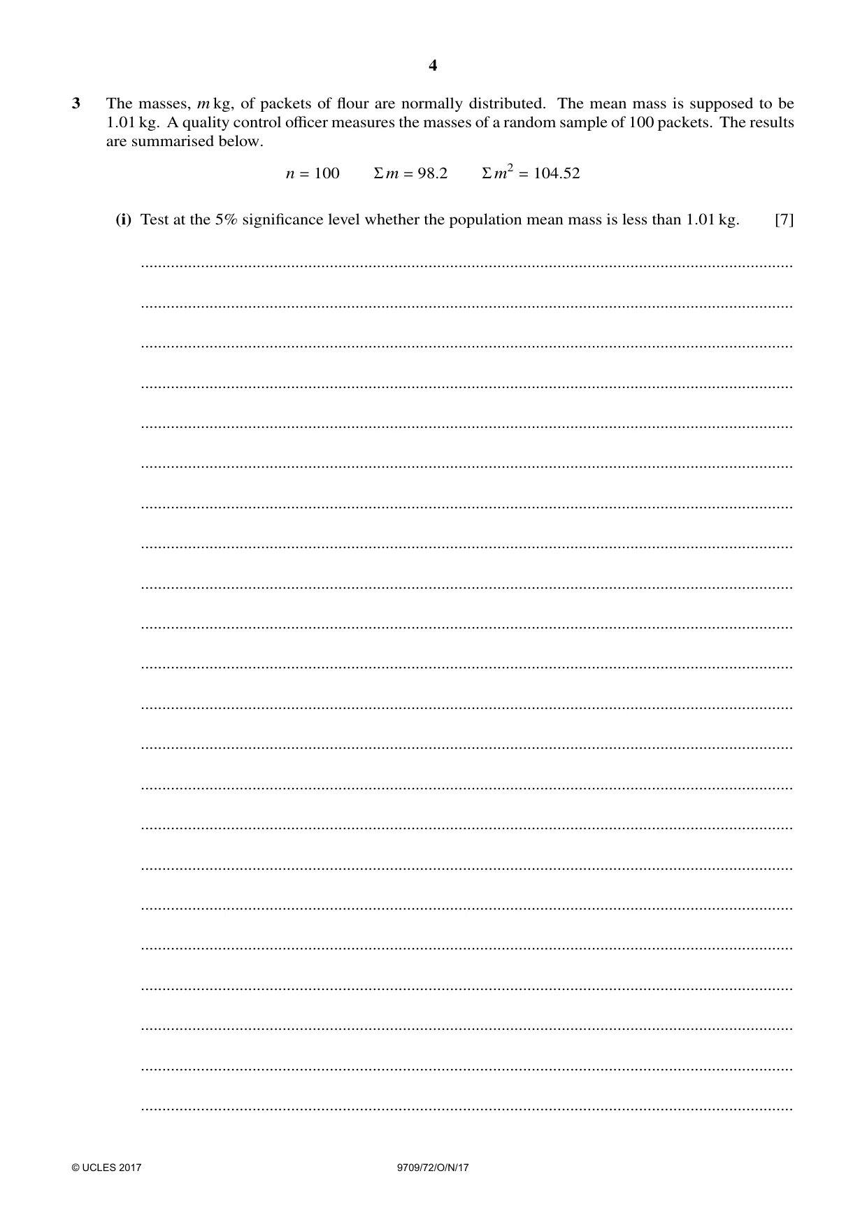 Cambridge A Level Mathematics 9709 2017 Oct/Nov Paper 7 · Variant 2 question paper, page 4 of 12