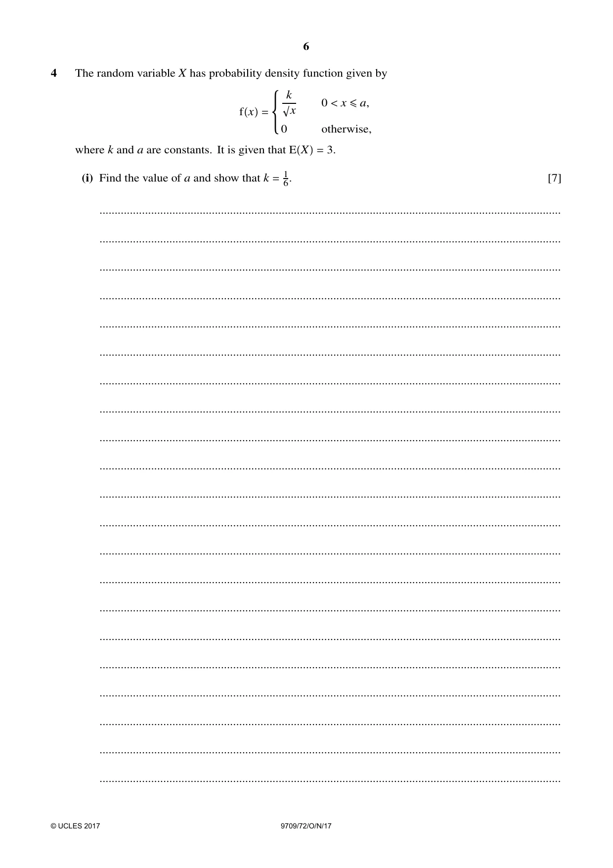 Cambridge A Level Mathematics 9709 2017 Oct/Nov Paper 7 · Variant 2 question paper, page 6 of 12