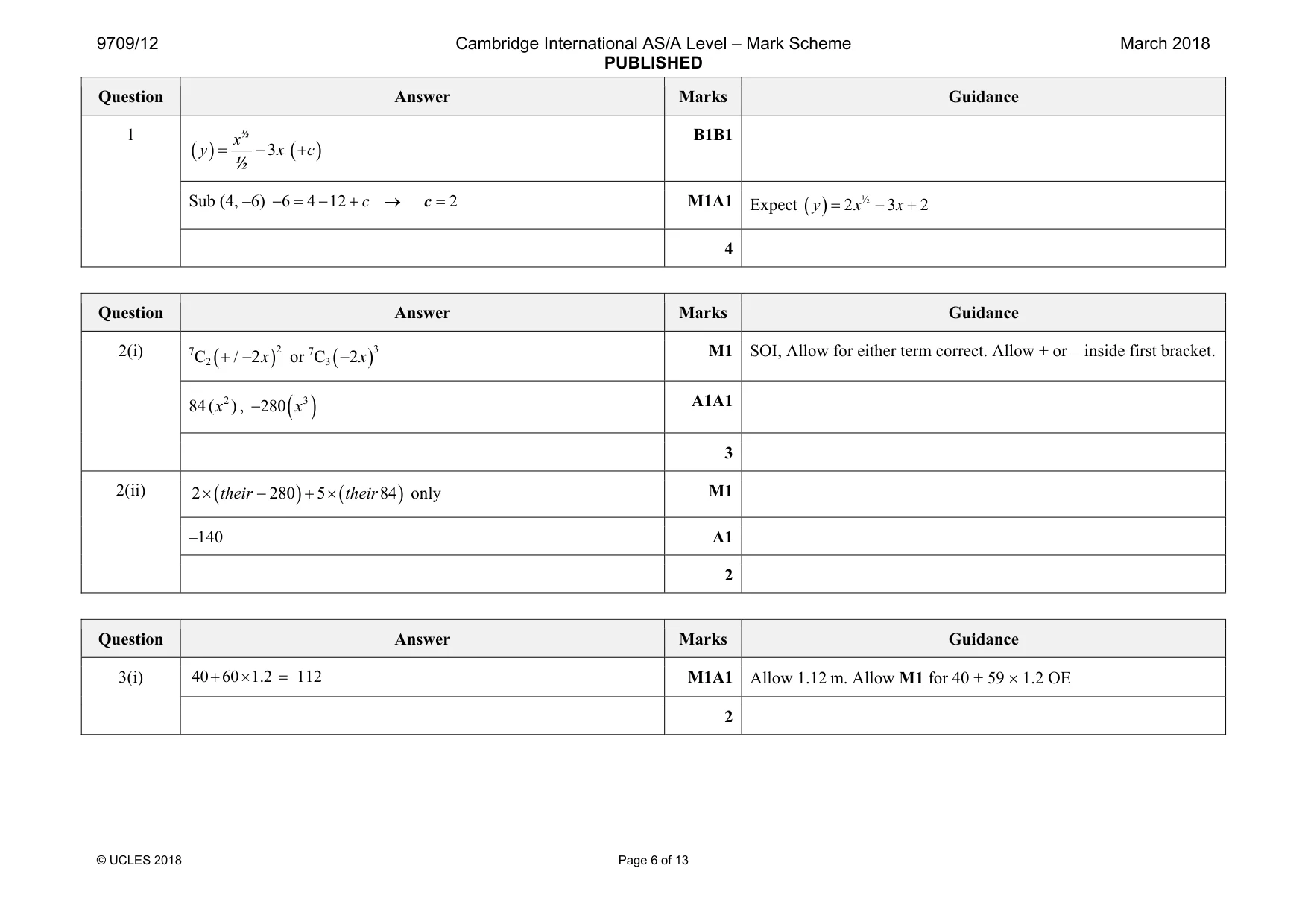 Mark scheme, page 6 of 13