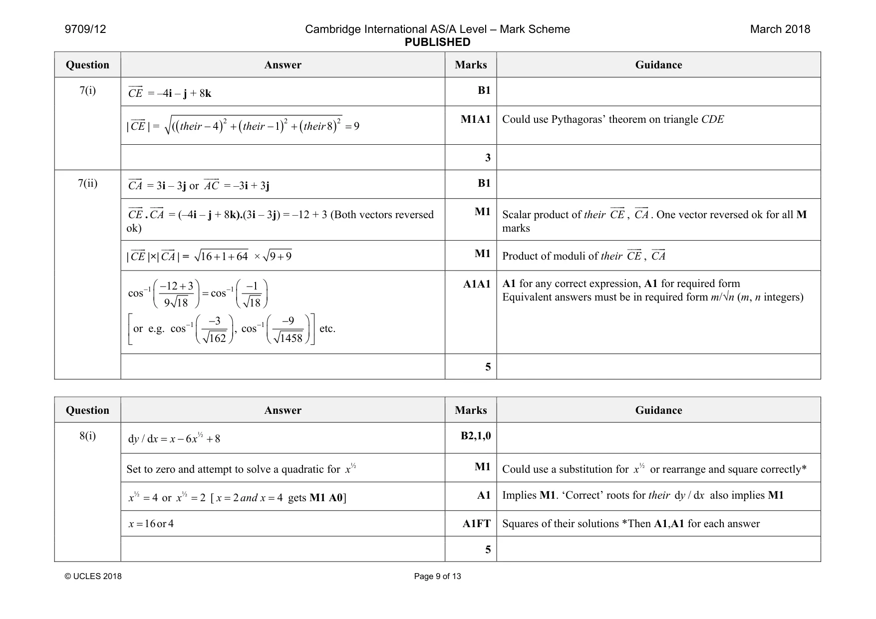Mark scheme, page 9 of 13