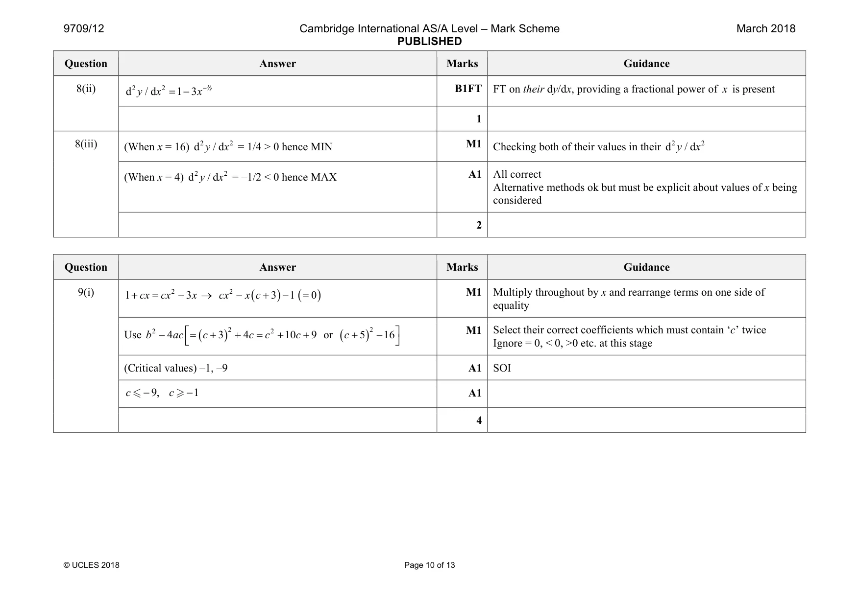 Mark scheme, page 10 of 13