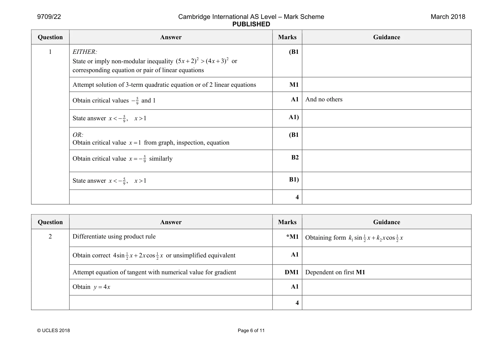 Mark scheme, page 6 of 11