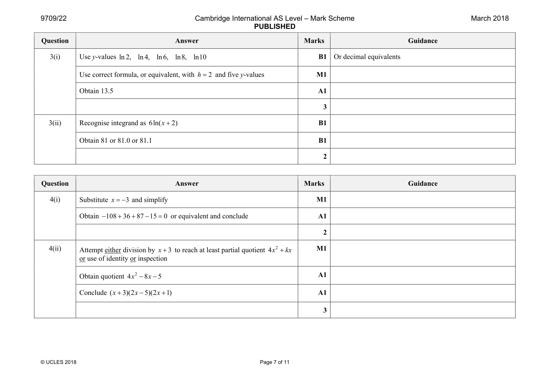 Mark scheme, page 7 of 11