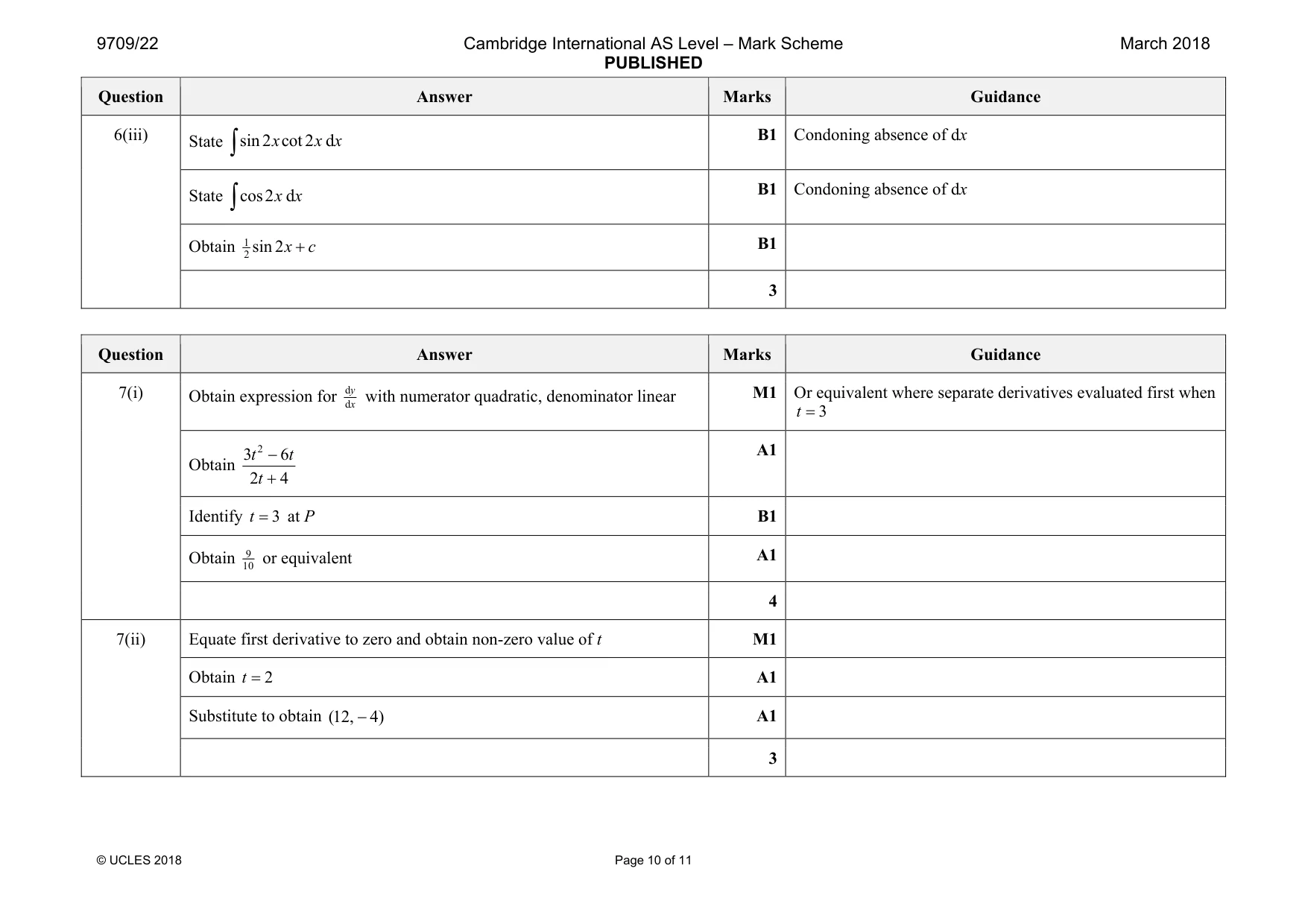 Mark scheme, page 10 of 11