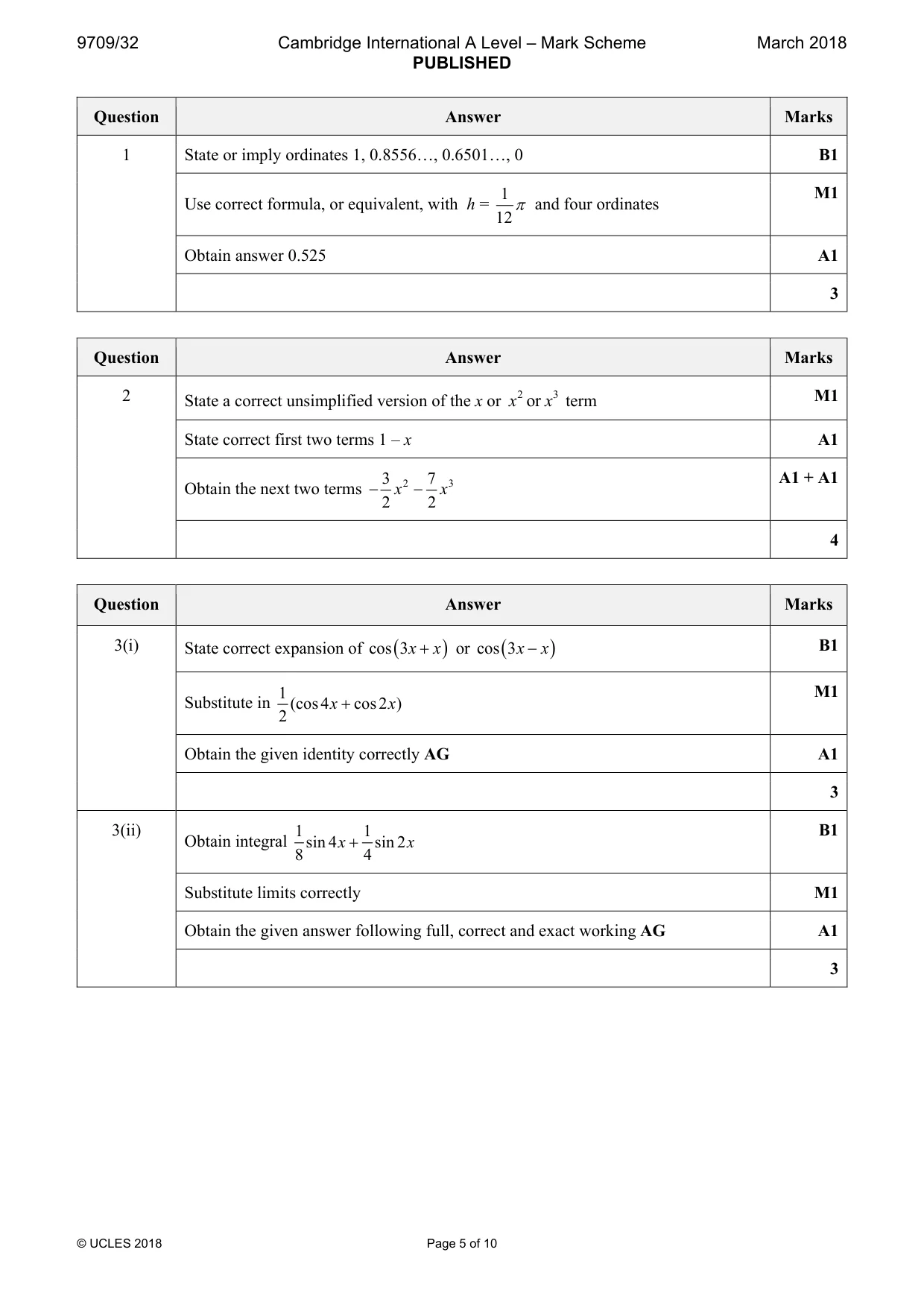 Mark scheme, page 5 of 10