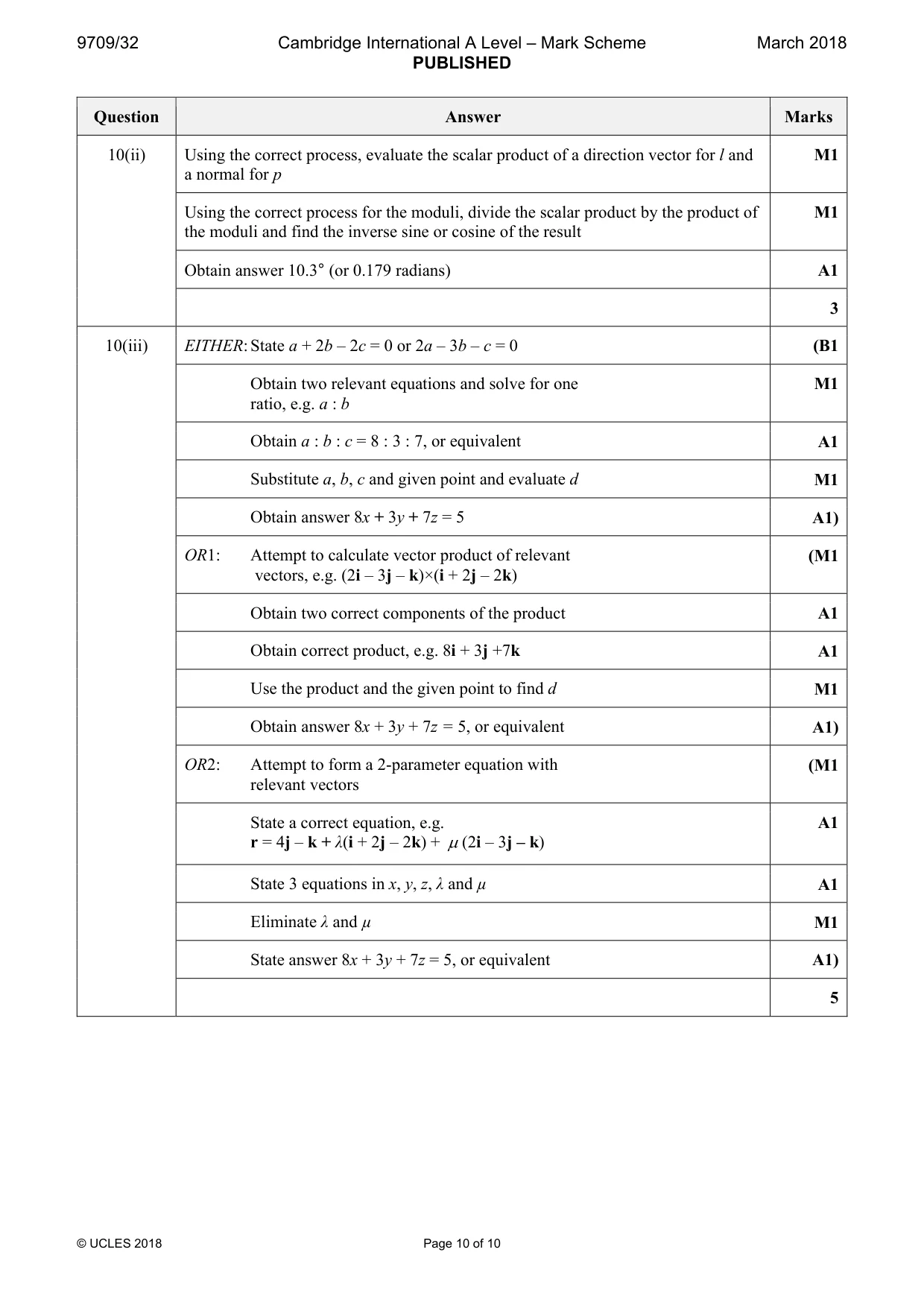 Mark scheme, page 10 of 10