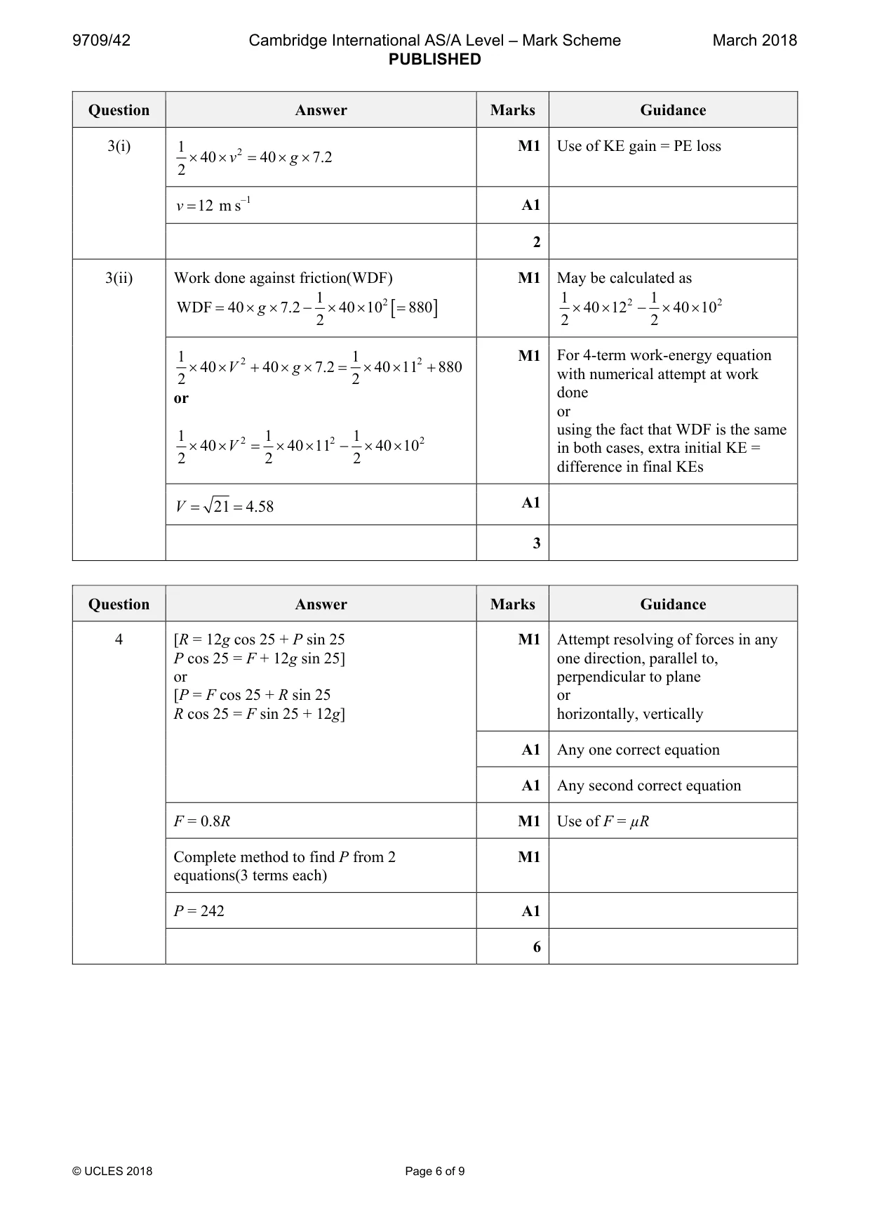 Mark scheme, page 6 of 9