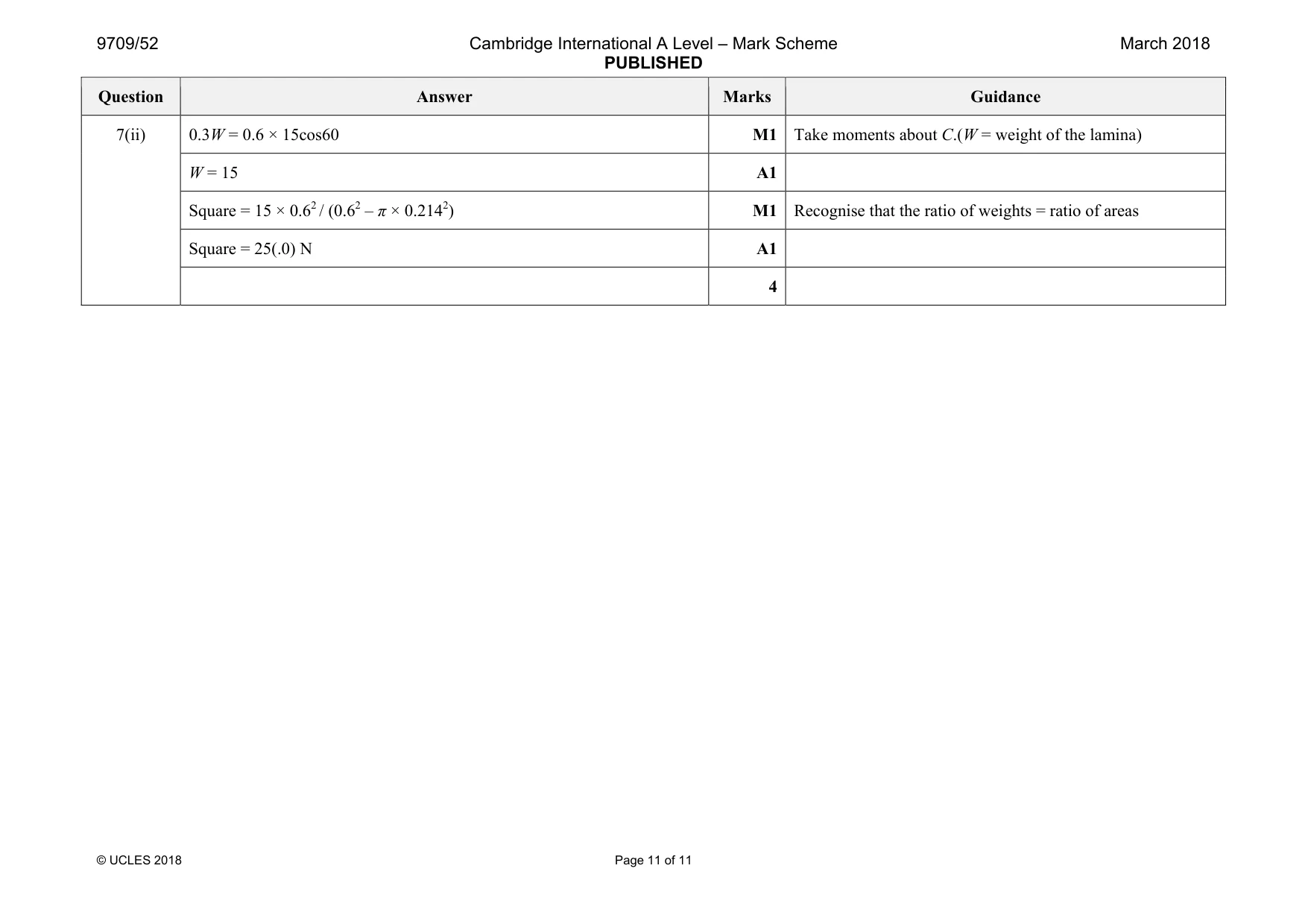 Mark scheme, page 11 of 11