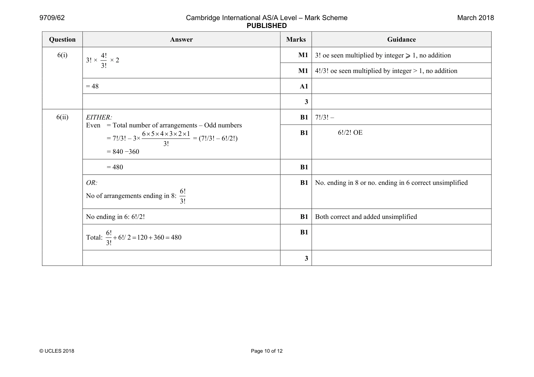 Mark scheme, page 10 of 12
