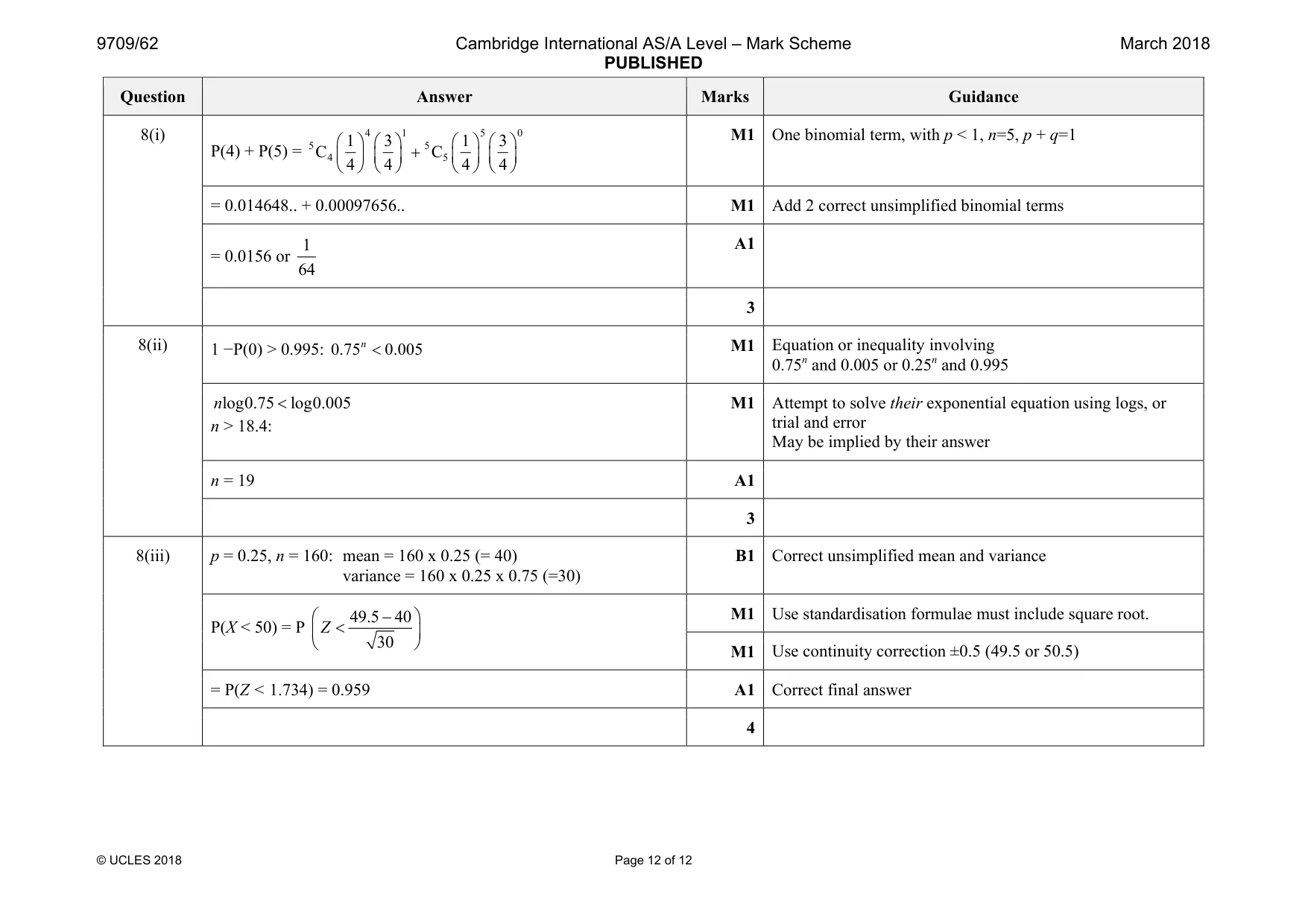 Mark scheme, page 12 of 12