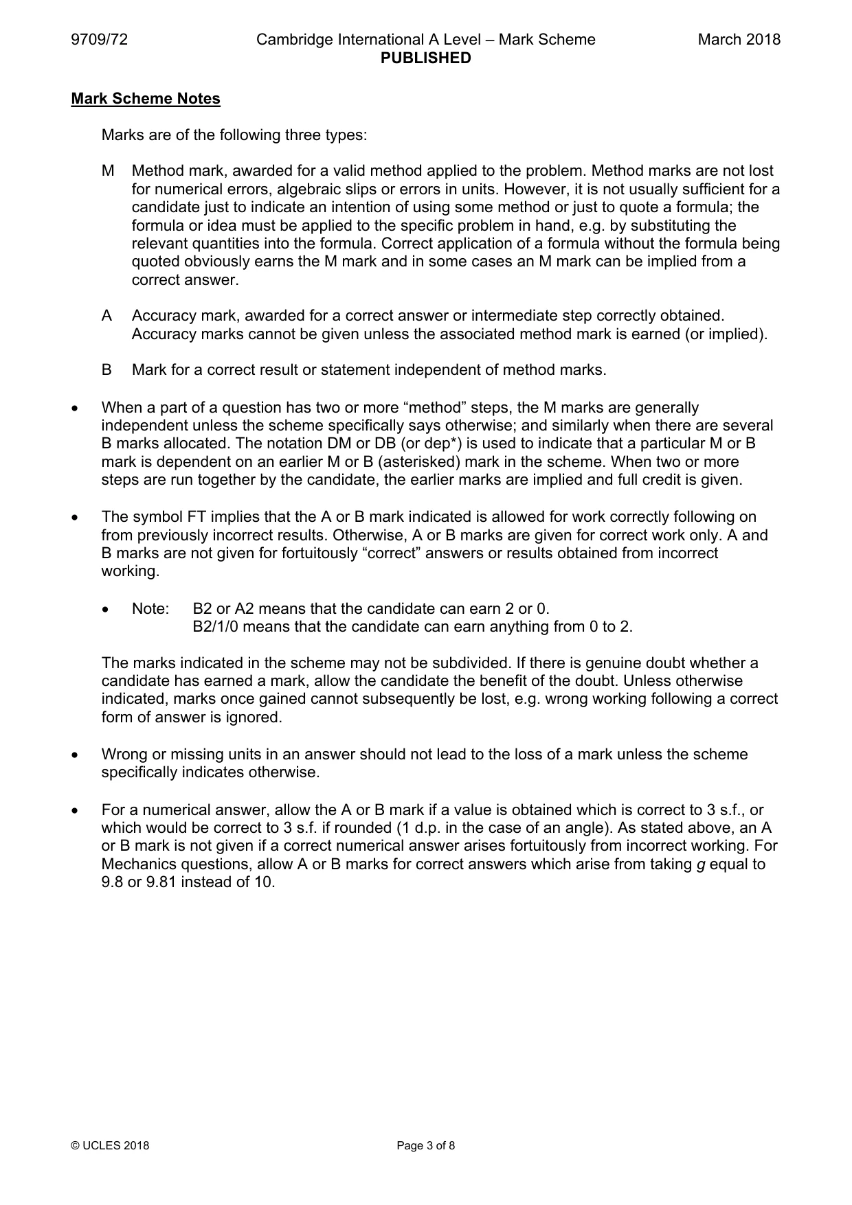 Mark scheme, page 3 of 8