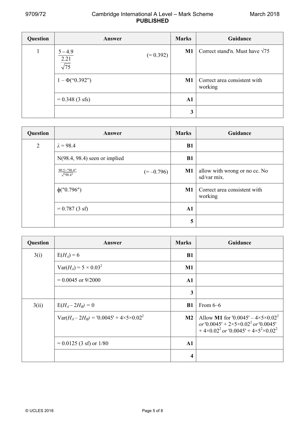 Mark scheme, page 5 of 8